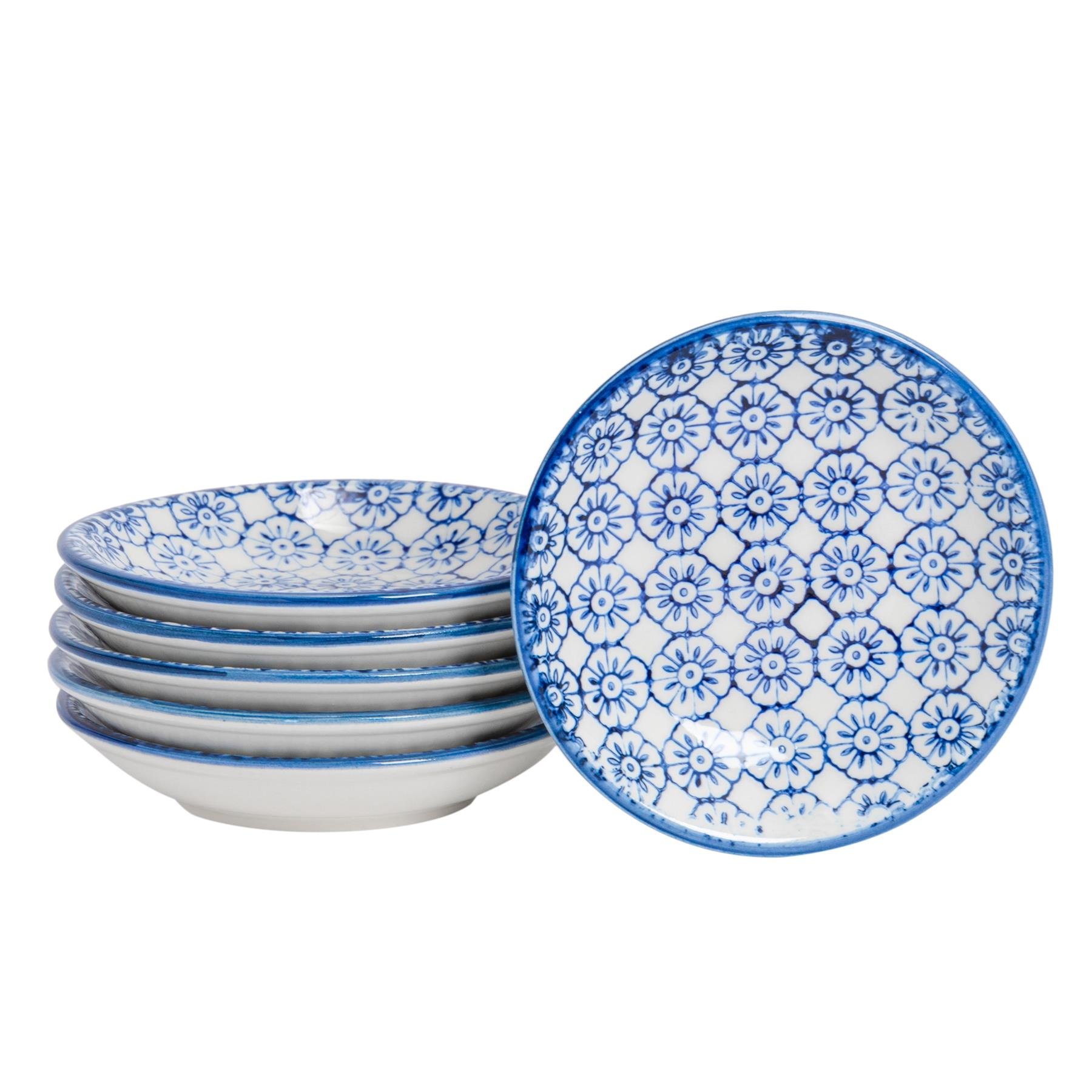 Nicola Spring Hand-Printed Sauce Dishes - Navy - Pack of 6