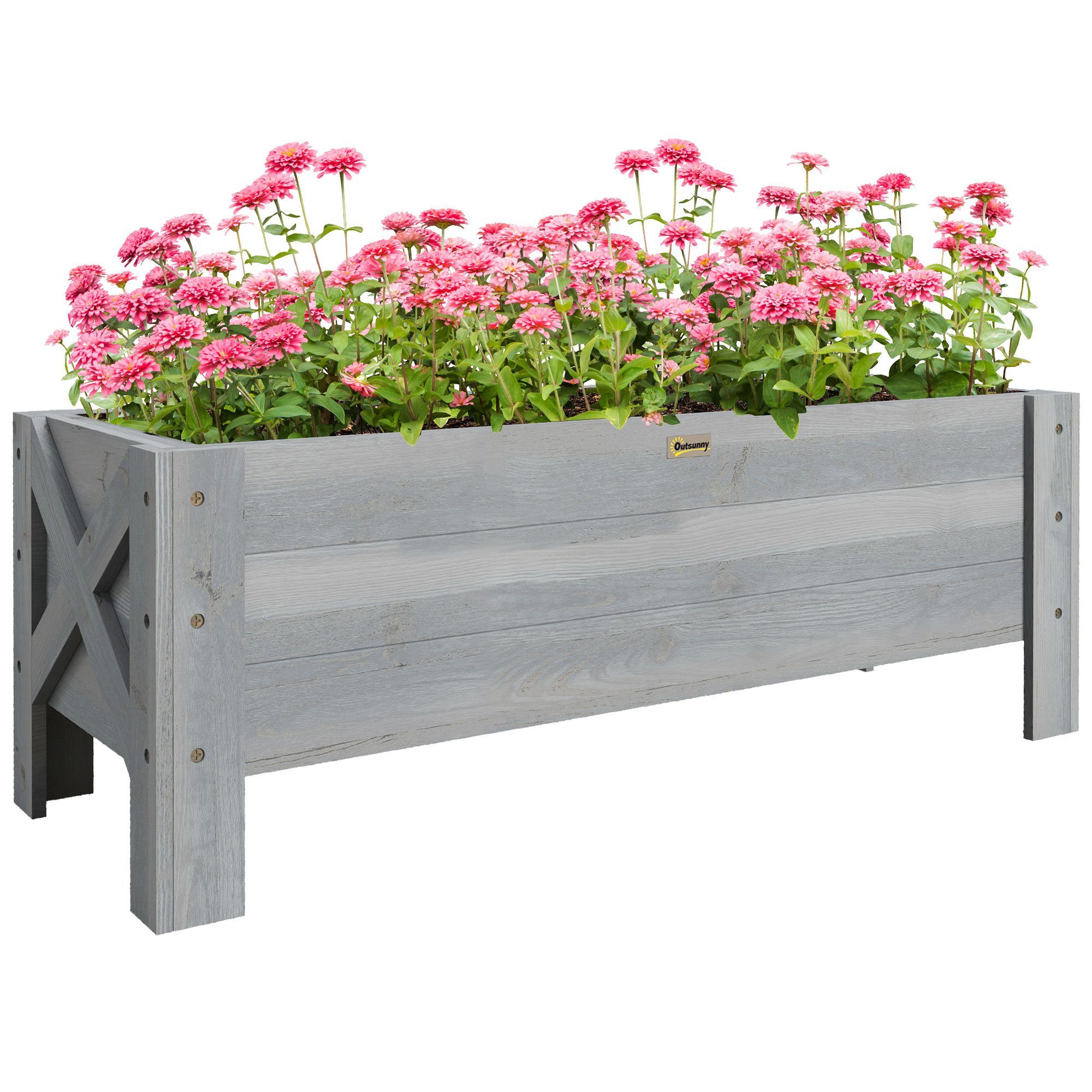 Outsunny 58L Garden Raised Bed Planter - Grey