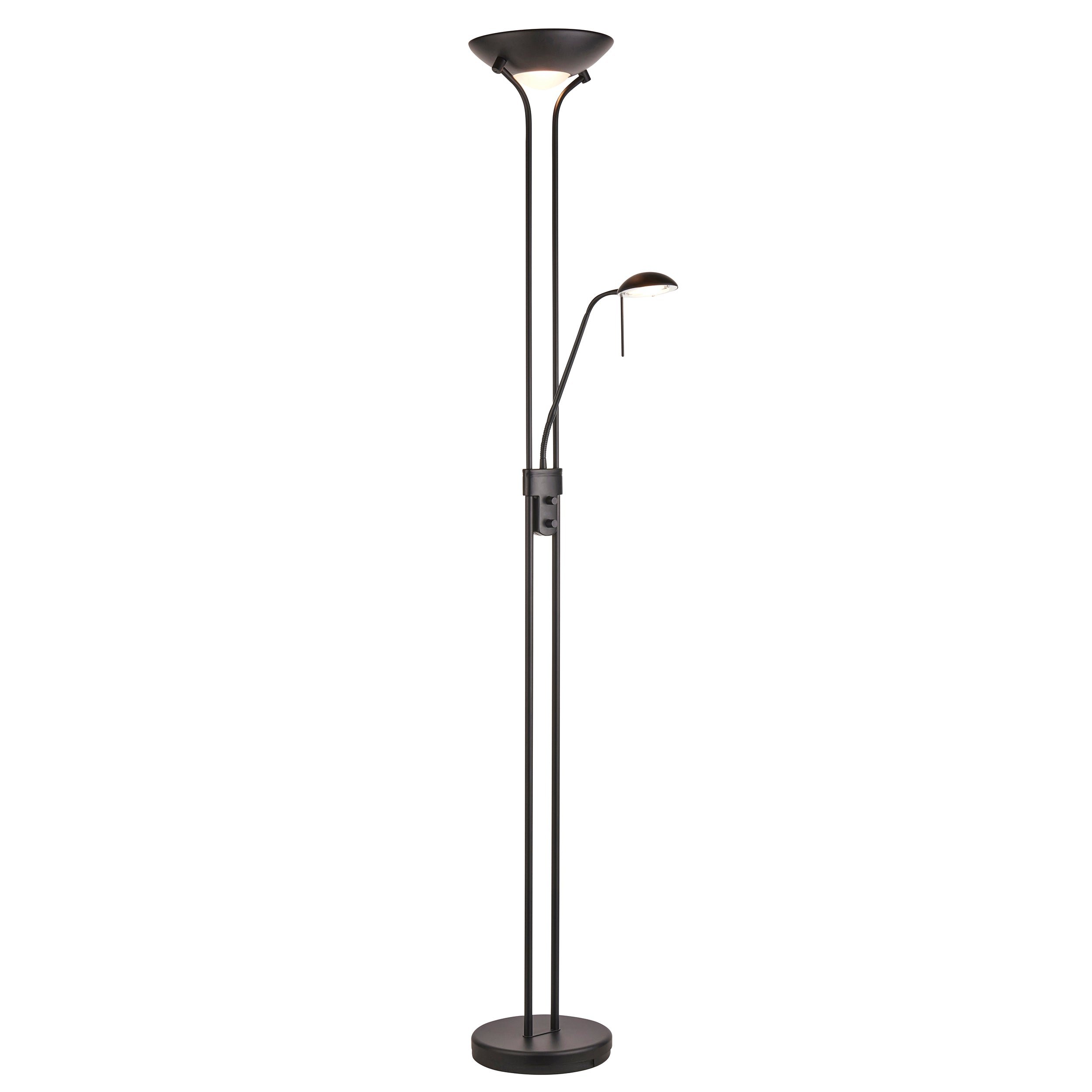 Loops Direct Steel and Glass MotherandChild Floor Lamp - Matt Black