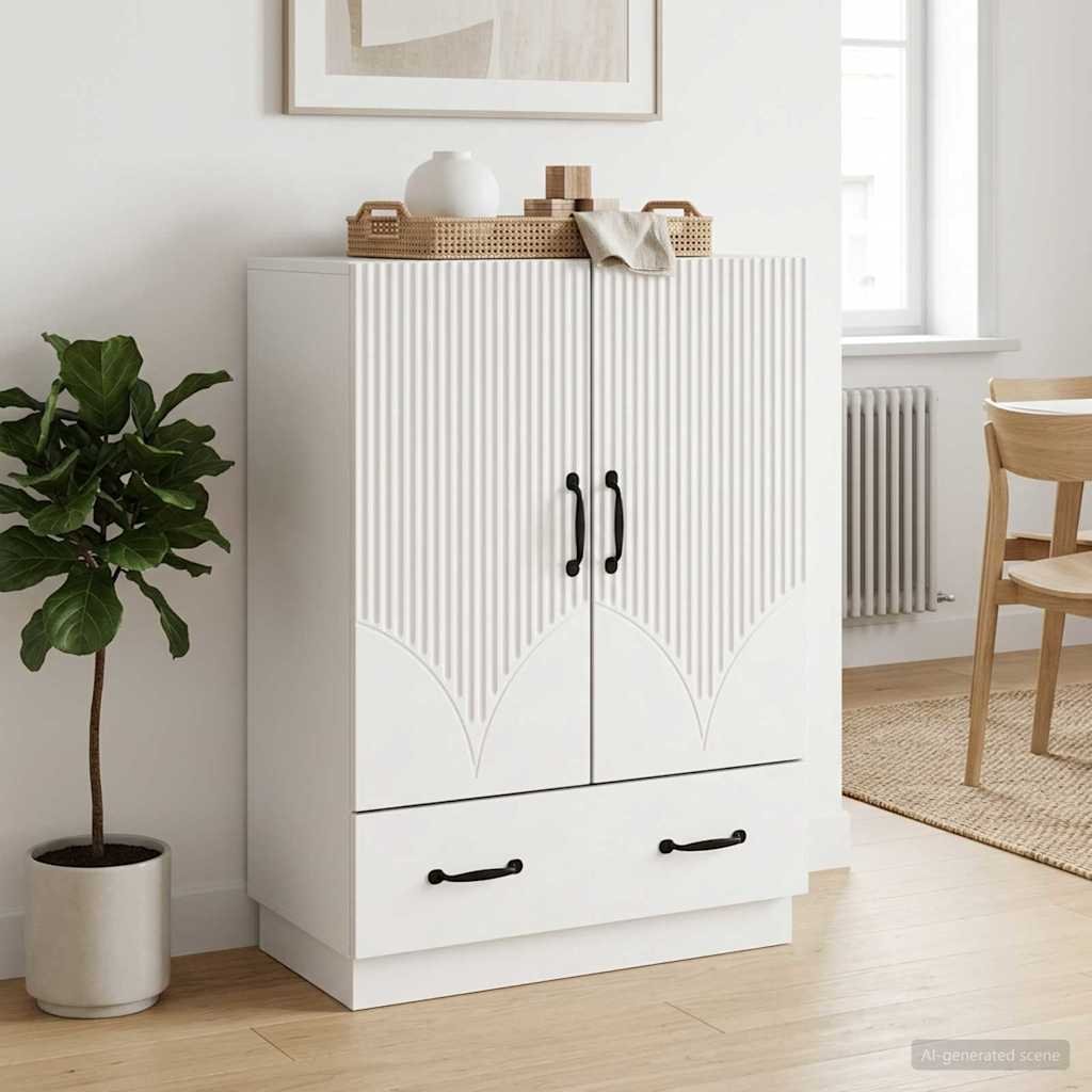 Walplus 1 Drawer Rectangular Sideboard 1 Shelf - White - 66 x 34.5 x 92 cm