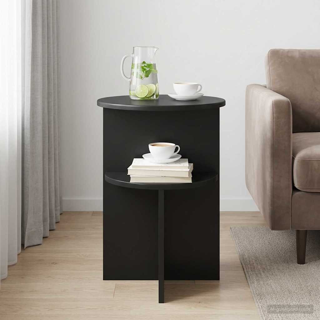 Walplus Engineered Wood Side Table - Black Oak - 39.5 x 55 cm