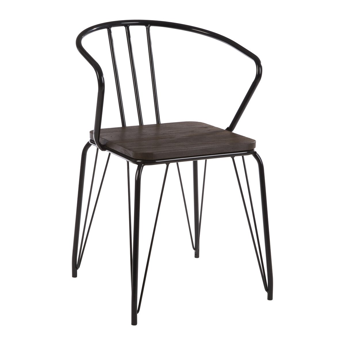 Orsina District Metal and Elm Wood Armchair – Black