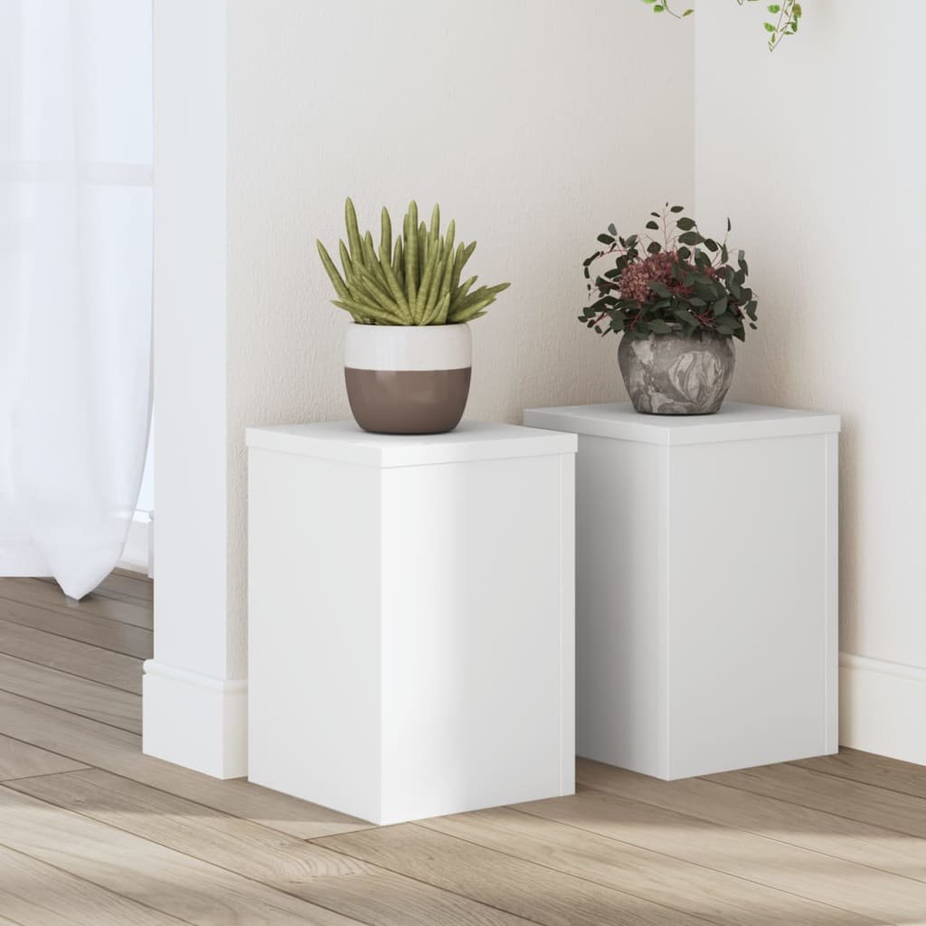 Walplus Pack of 2 Engineered Wood Plant Stand - White - 20 x 20 x 30 cm