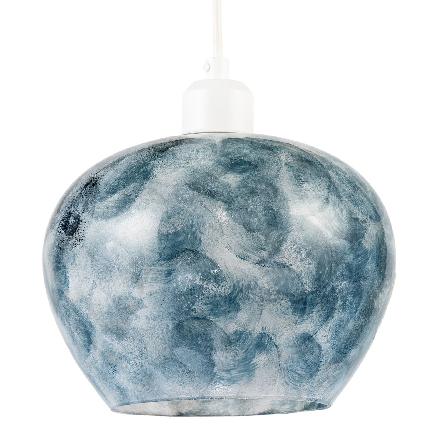 Happy Homewares Chic Steel Blue and Silver Glass Pendant Shade - 22cm