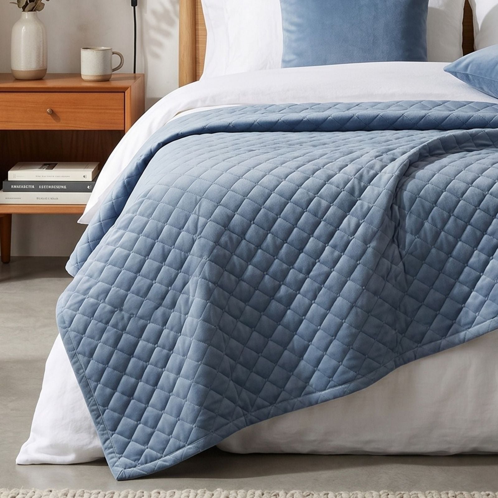 Homescapes Diamond Quilted Throw - 150 x 200 cm - Blue