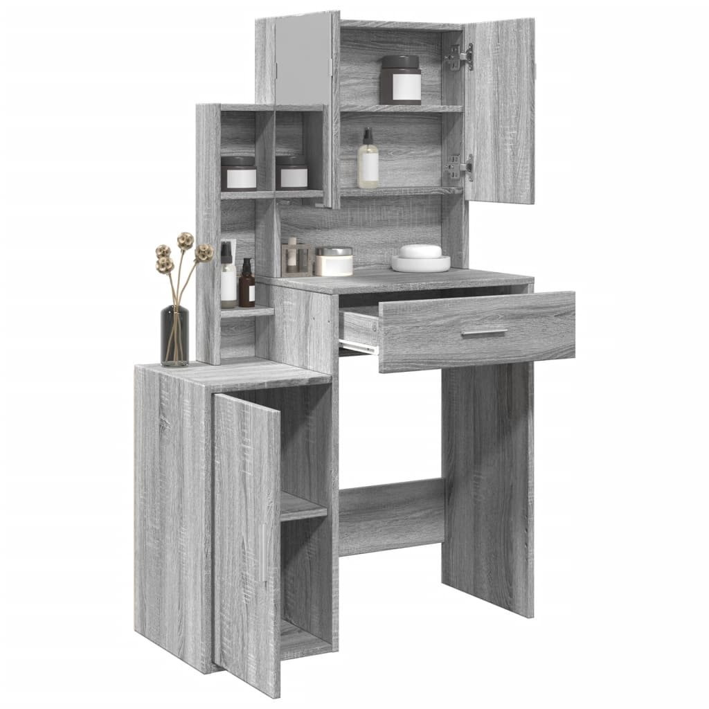 Walplus Glass Dressing Table - Grey Sonoma - 80 x 35 x 132 cm