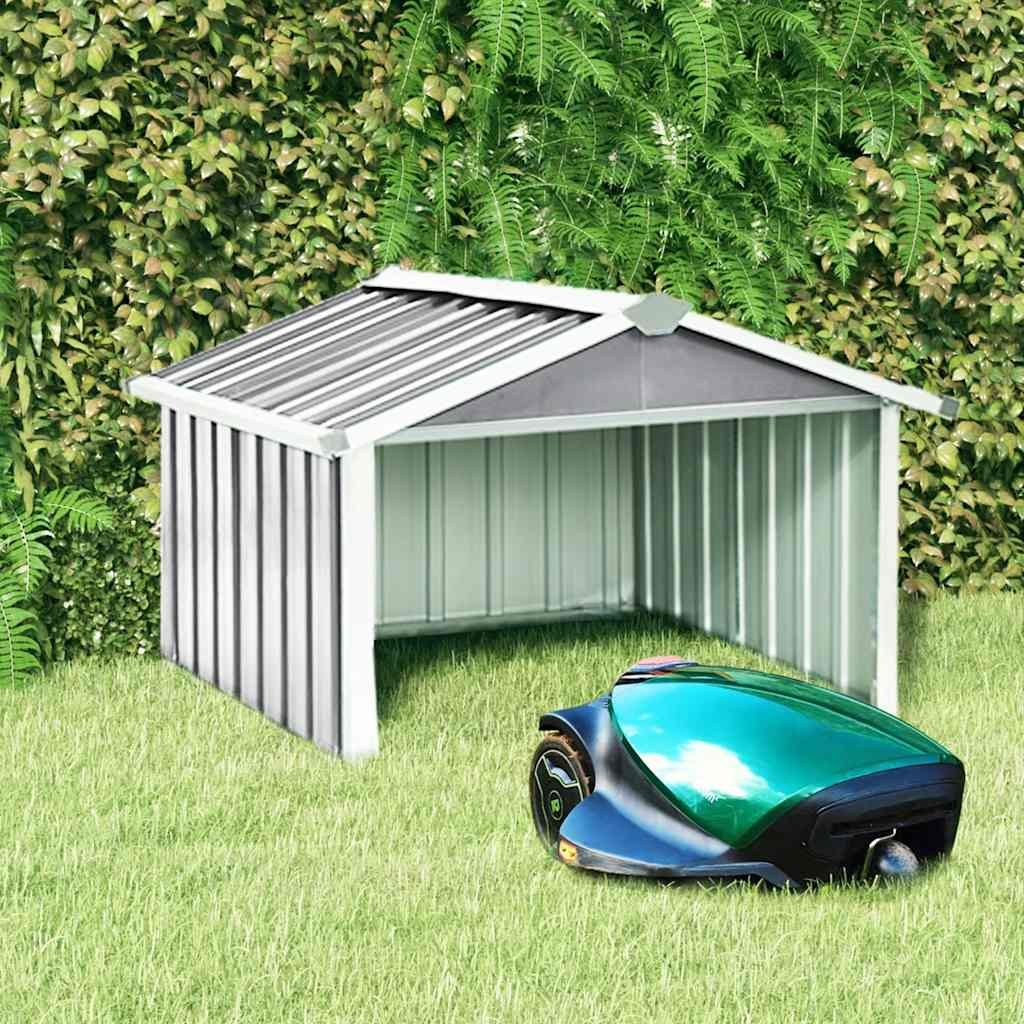 Walplus Galvanised Steel Garden Robot Lawnmower Shed - Grey - 92 x 97 x 63 cm