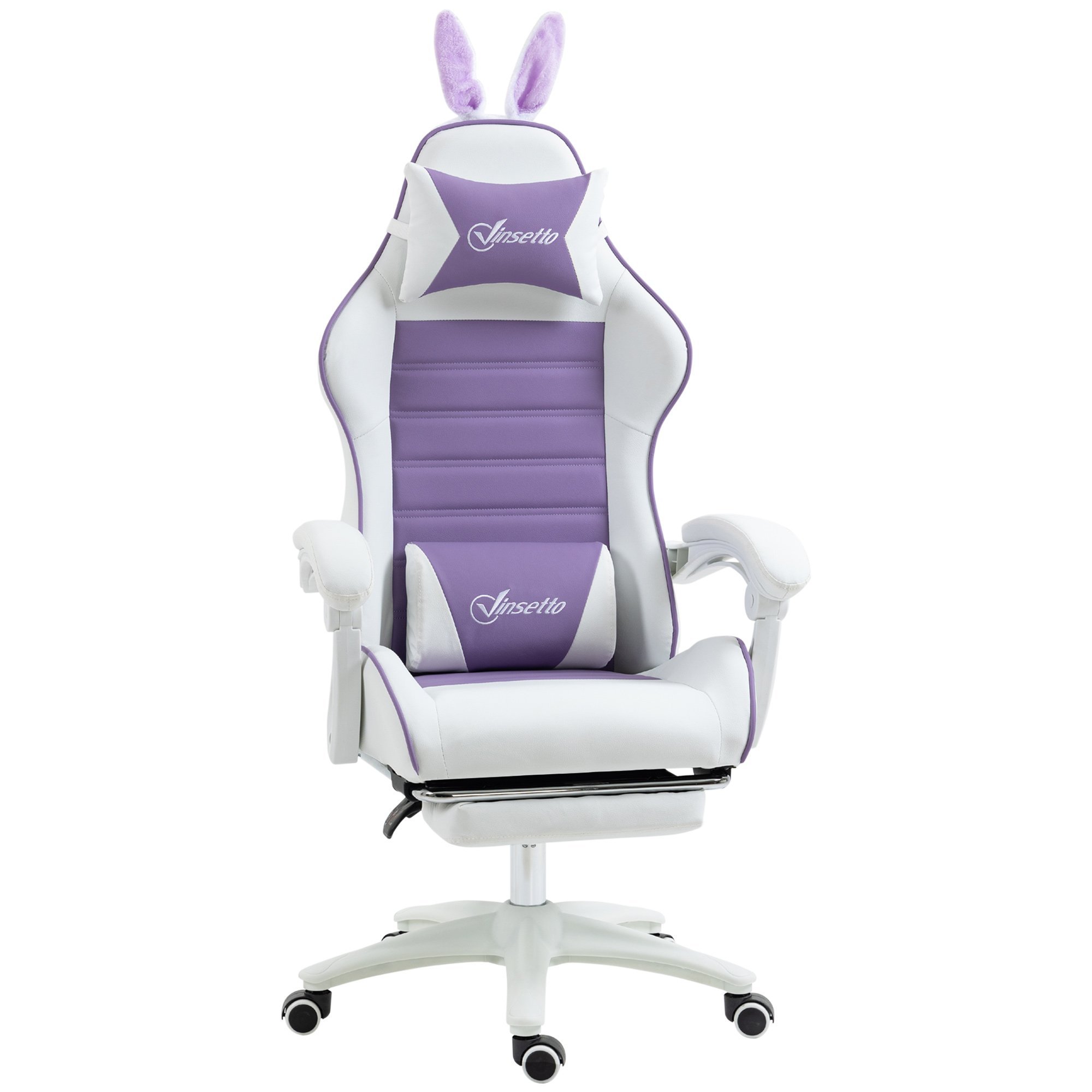 Vinsetto Rabbit Ears Ergonomic Computer Chair - Purple and White