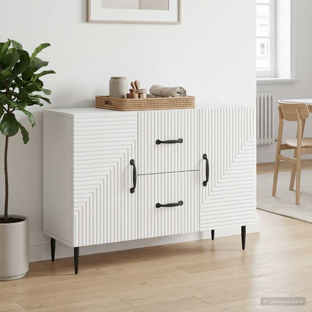 Walplus 2 Drawer Rectangular Sideboard 2 Door - White - 89 x 34.5 x 60 cm