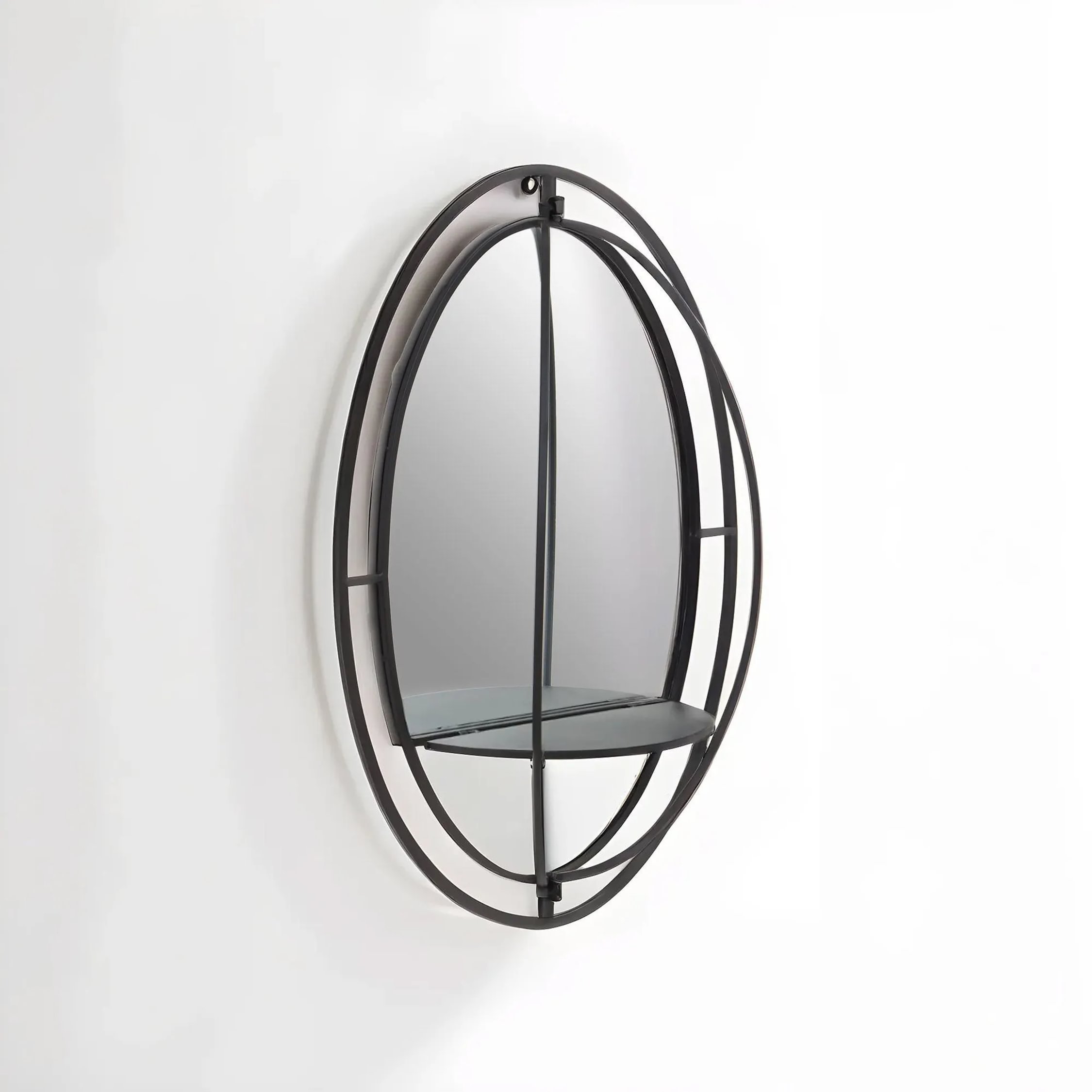 Orsina Avento Oval Shelved Wall Mirror – Black