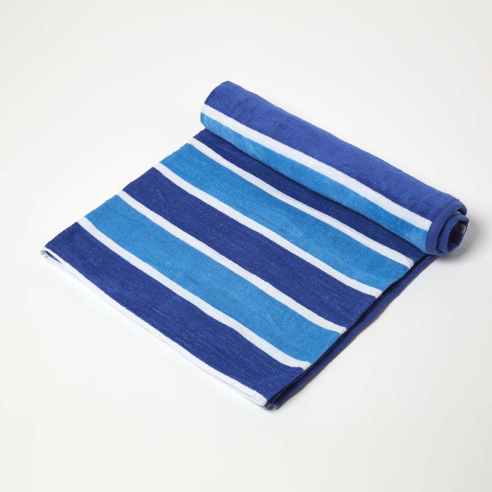 Homescapes Quick Dry Striped Beach Towel - Blue