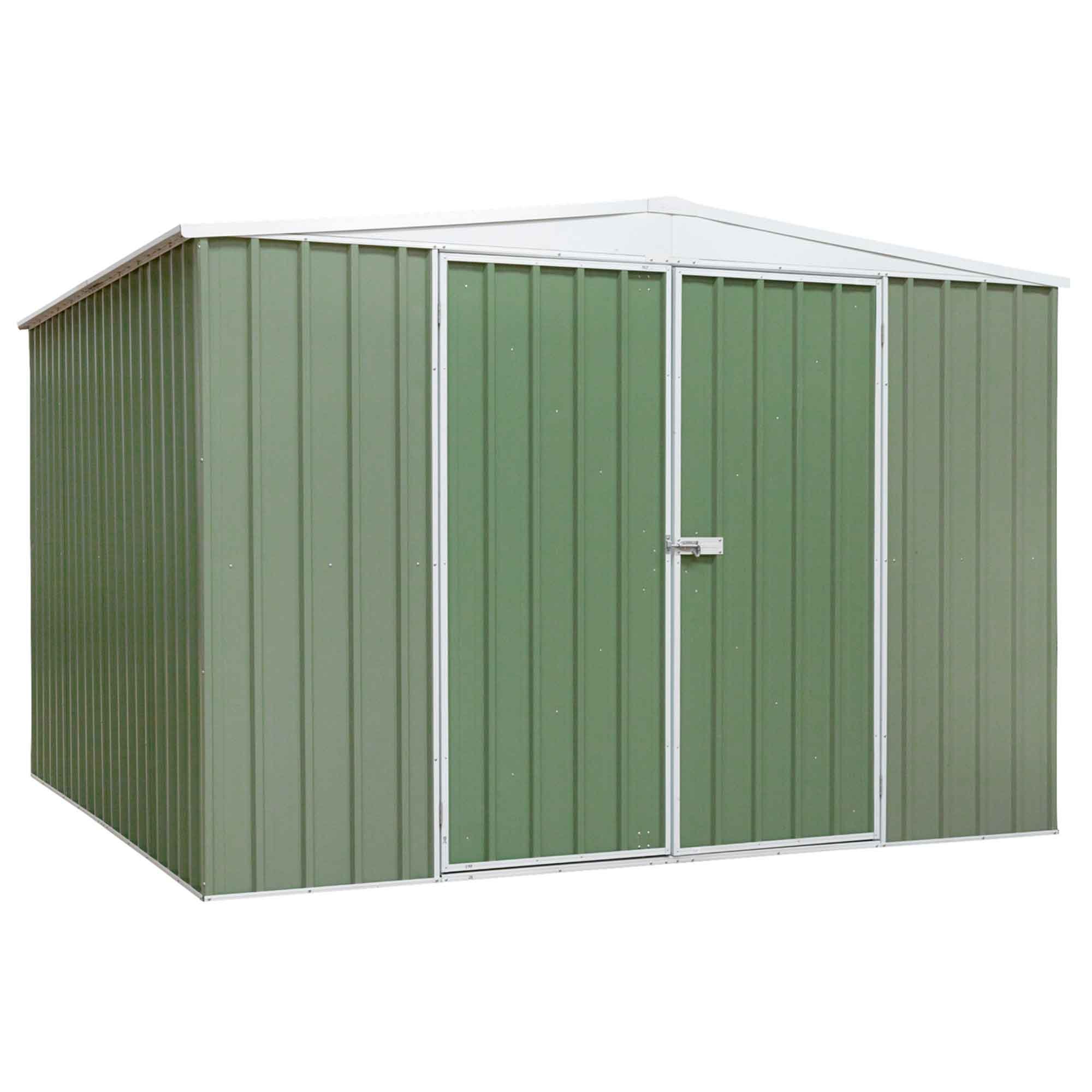 Dellonda Galvanised Steel Apex Roof Garden Storage Shed - 10ft x 10ft - Green