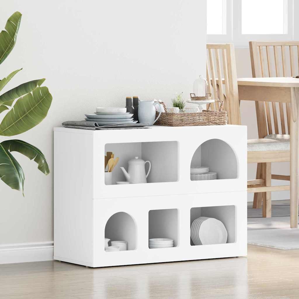 Walplus 5 Shelf Rectangular Sideboard - White - 80.5 x 35 x 59 cm