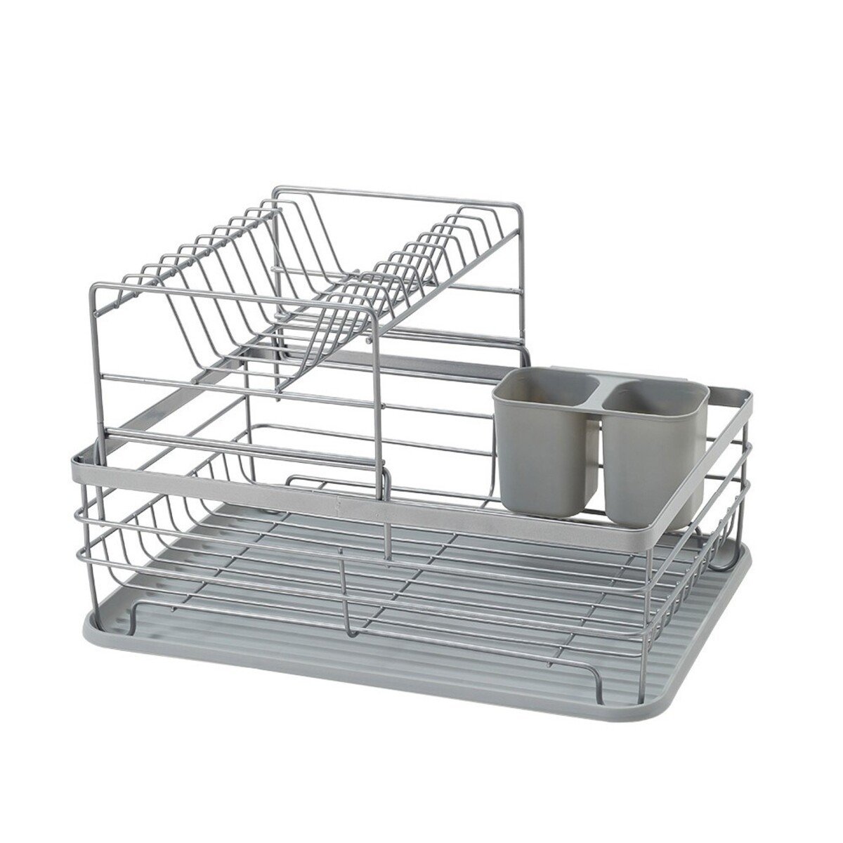 Living and Home 2-Tier Metal Dish Rack - Silver Grey