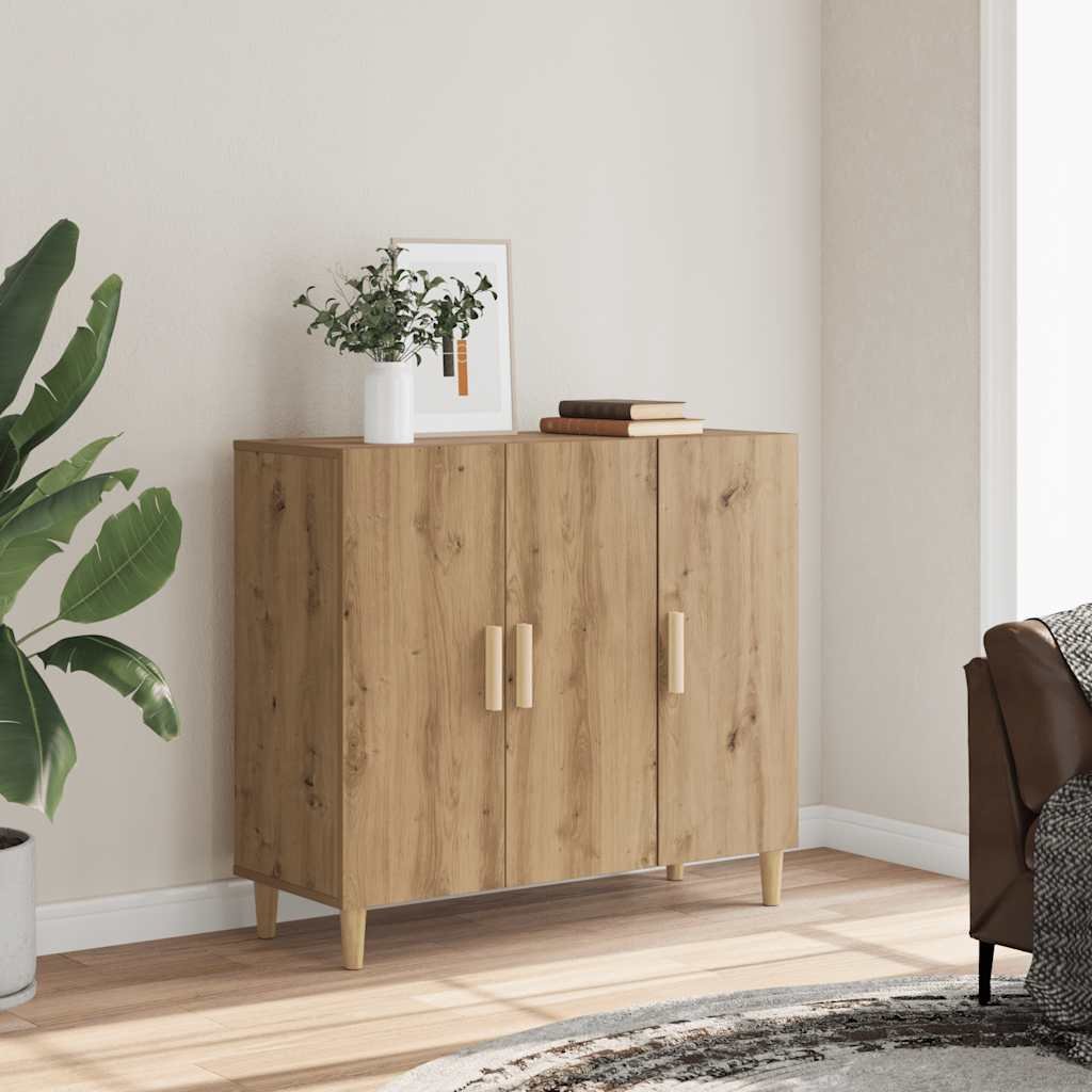 Walplus Engineered Wood 3 Doors Sideboard - Oak - 90 x 34 x 80 cm