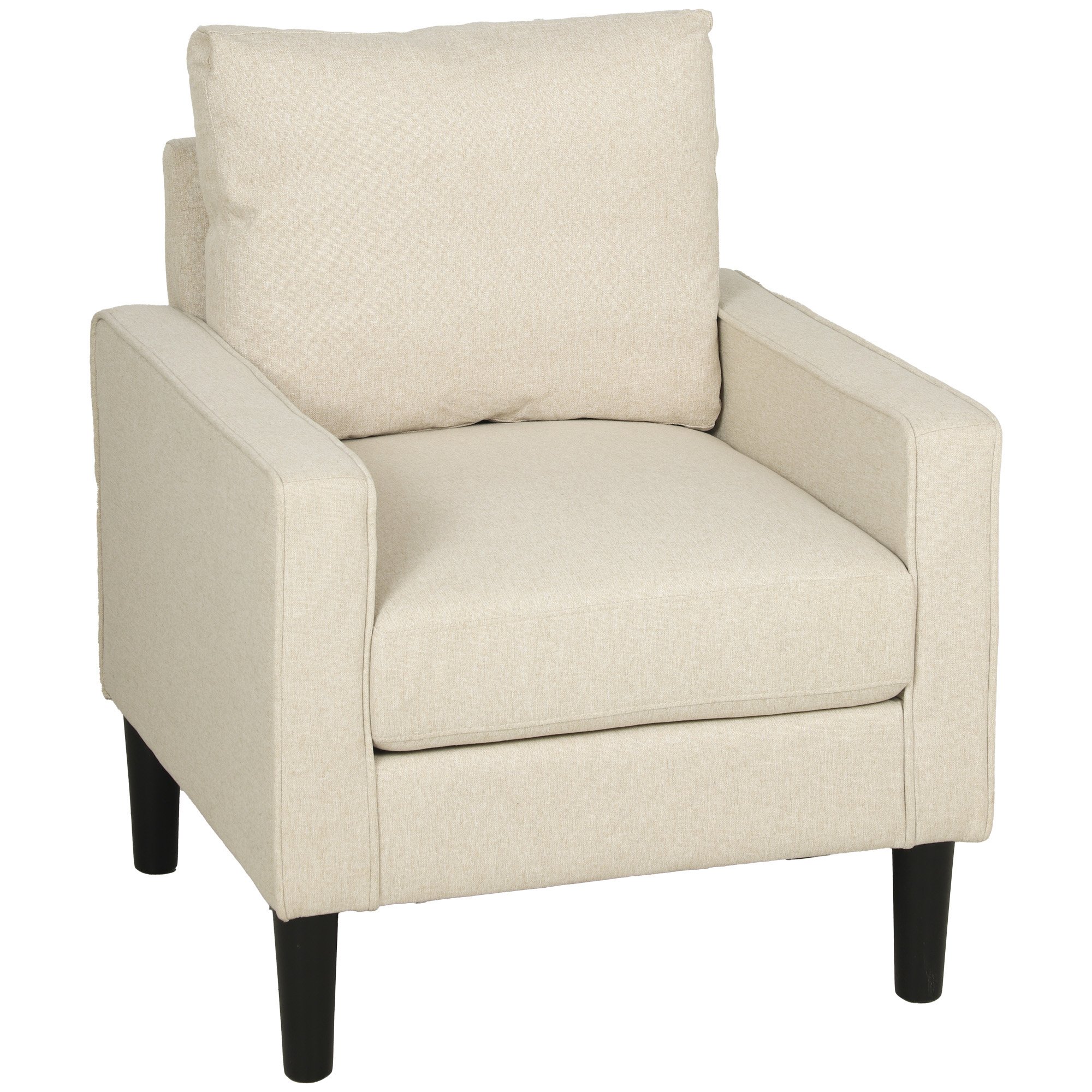 HOMCOM Removable Pillow Linen Accent Chair - Cream