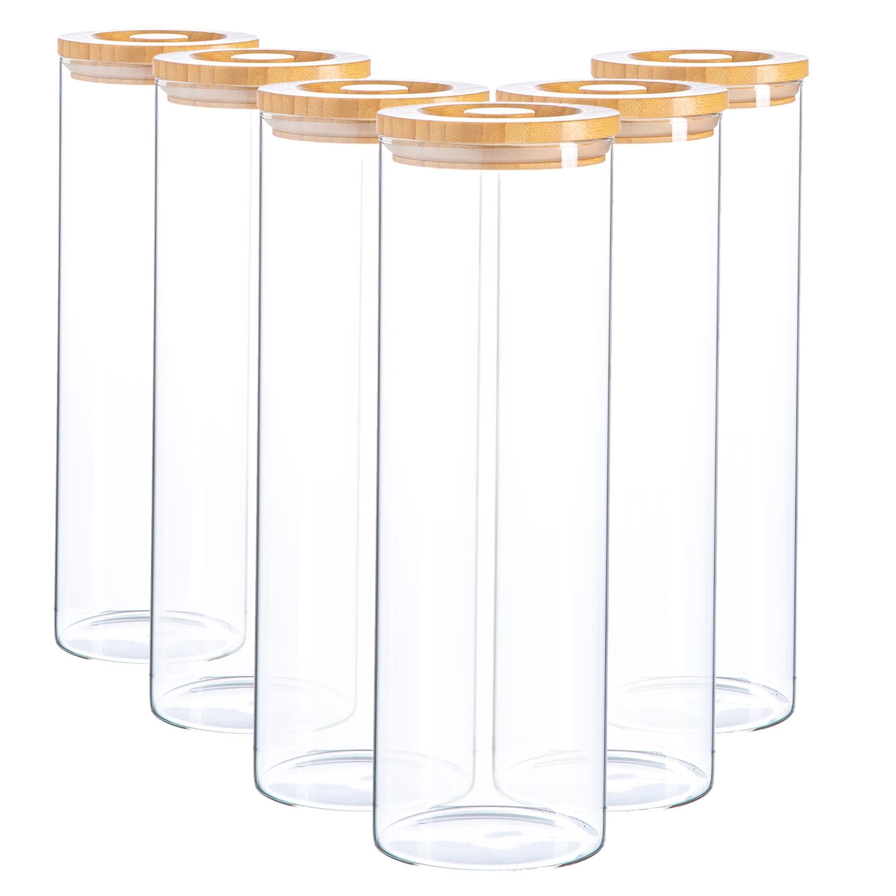 Argon Tableware Glass Storage Jars with Wooden Lids - Pack of 6