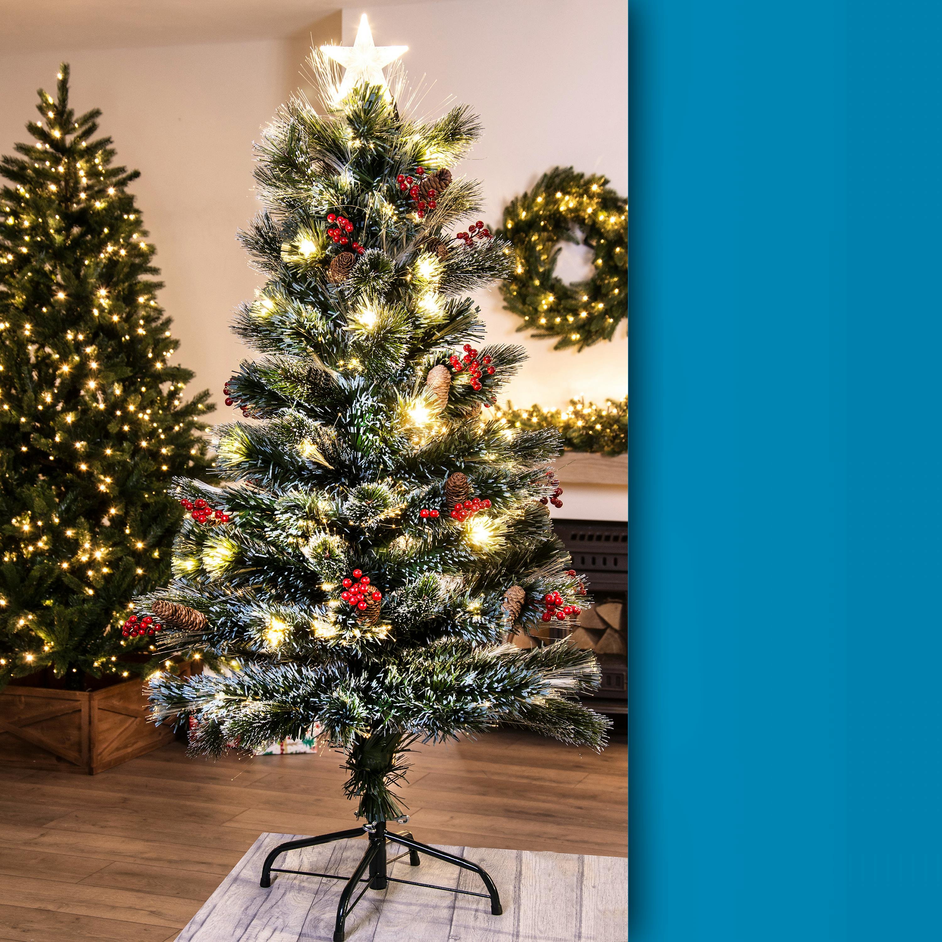 Christmas Tree World 4ft Frosted LED Pine Fibre Optic Tree