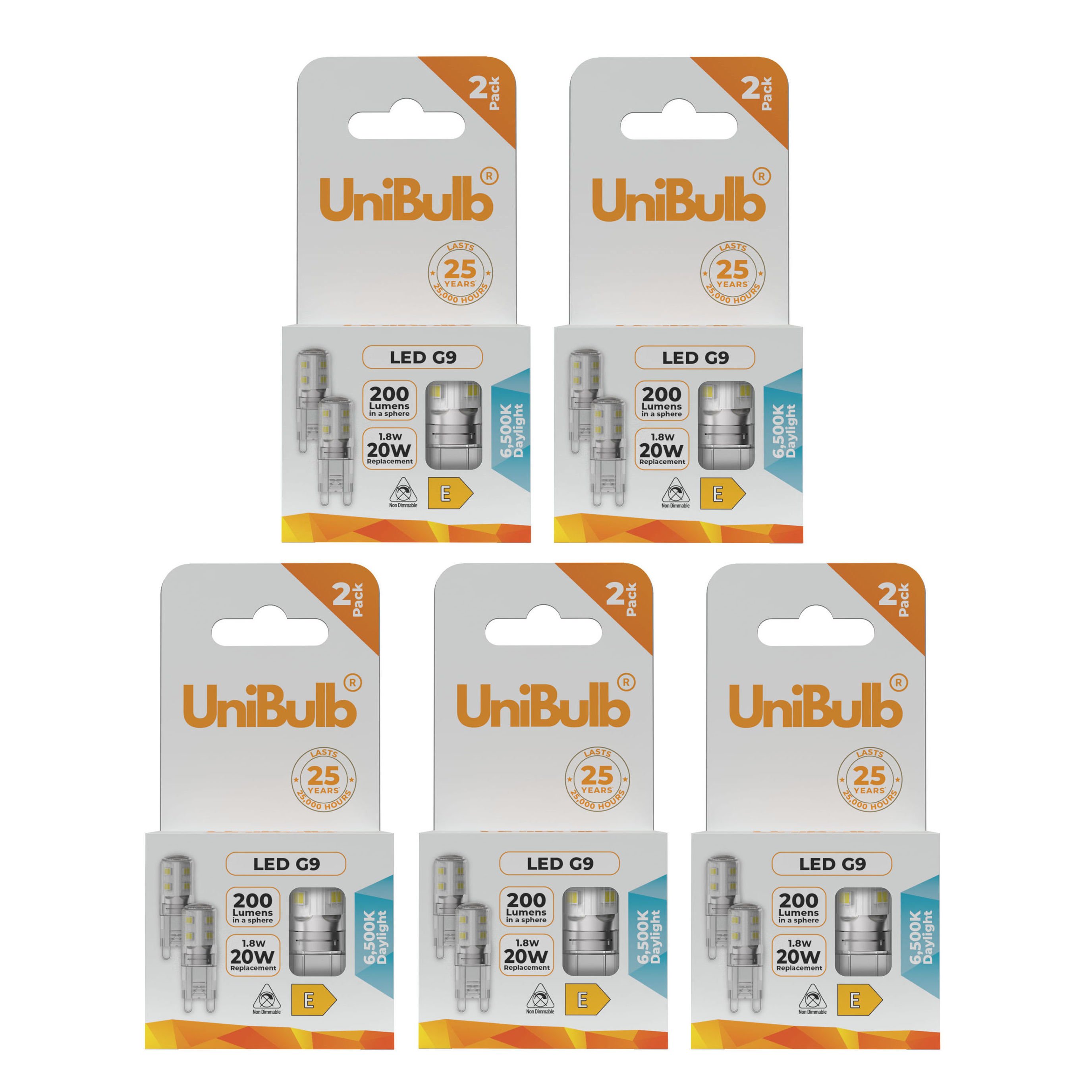 UniBulb 1.8W LED Daylight Capsule G9 Light Bulb - Pack of 10