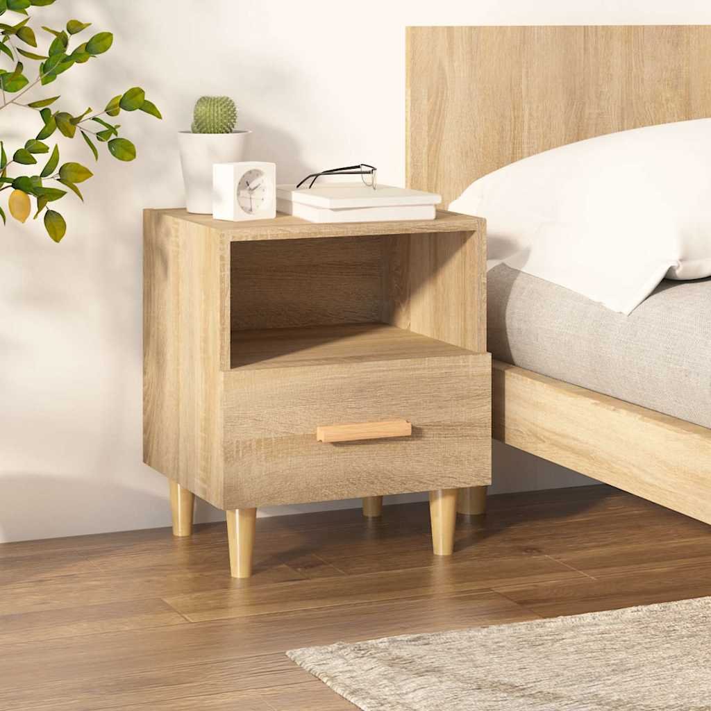 Walplus Engineered Wood Bedside Cabinet - Light Oak - 40 x 35 x 47 cm