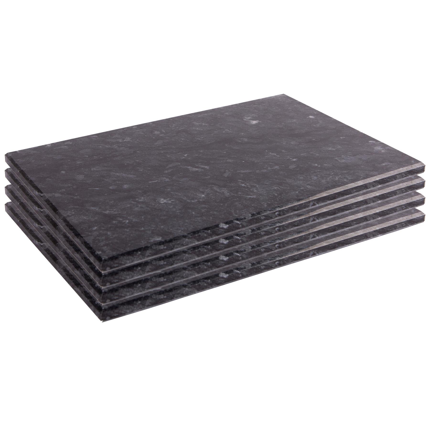 Argon Tableware Marble Rectangle Placemats - Black - Pack of 4