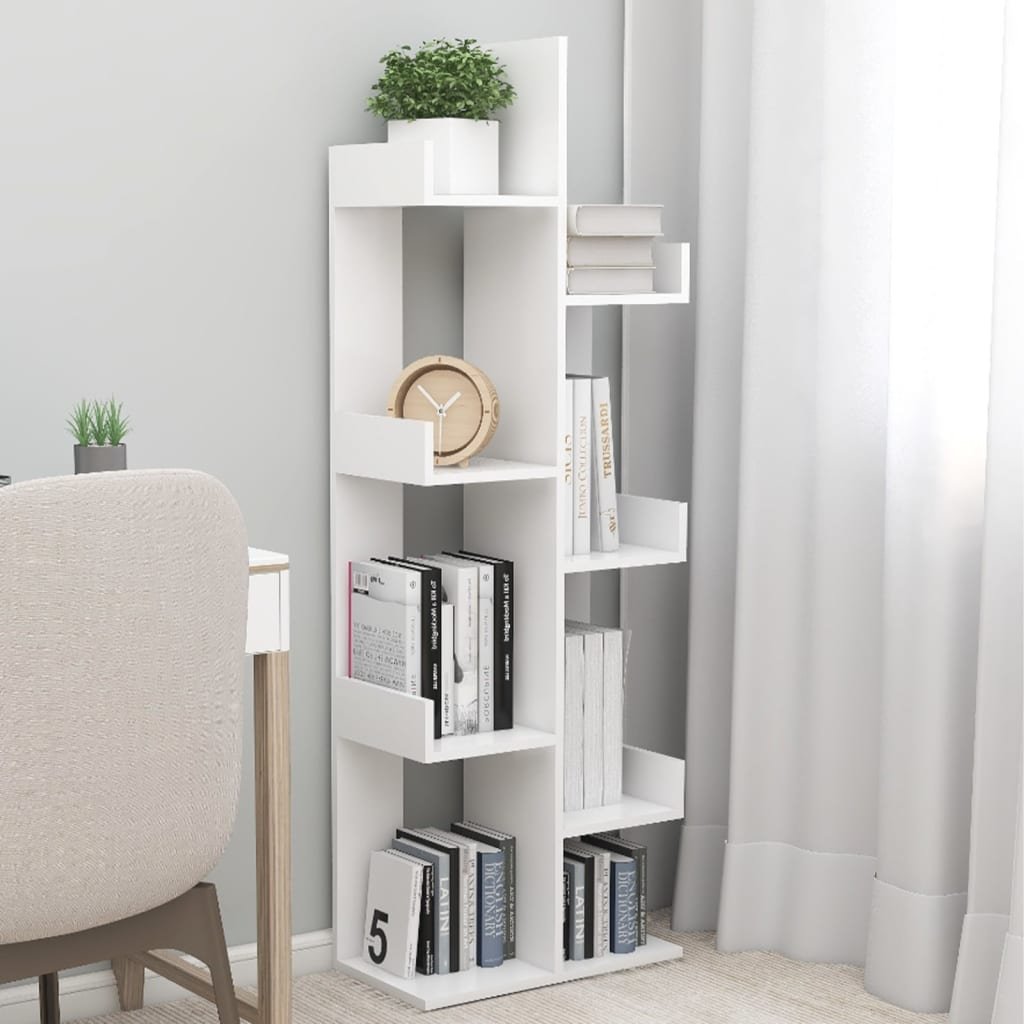 Walplus Engineered Wood Book Cabinet - White - 48 x 25.5 x 140 cm