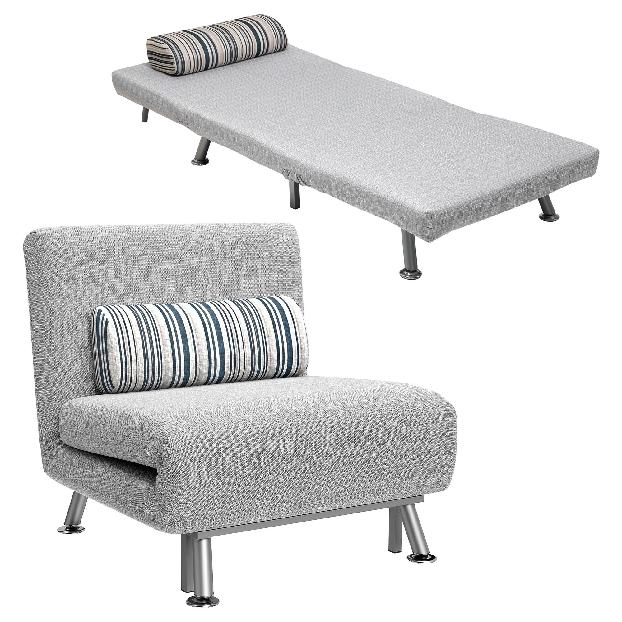 HOMCOM 3 in 1 Linen Fabric Adjustable Sofa for Living Room - Light Grey