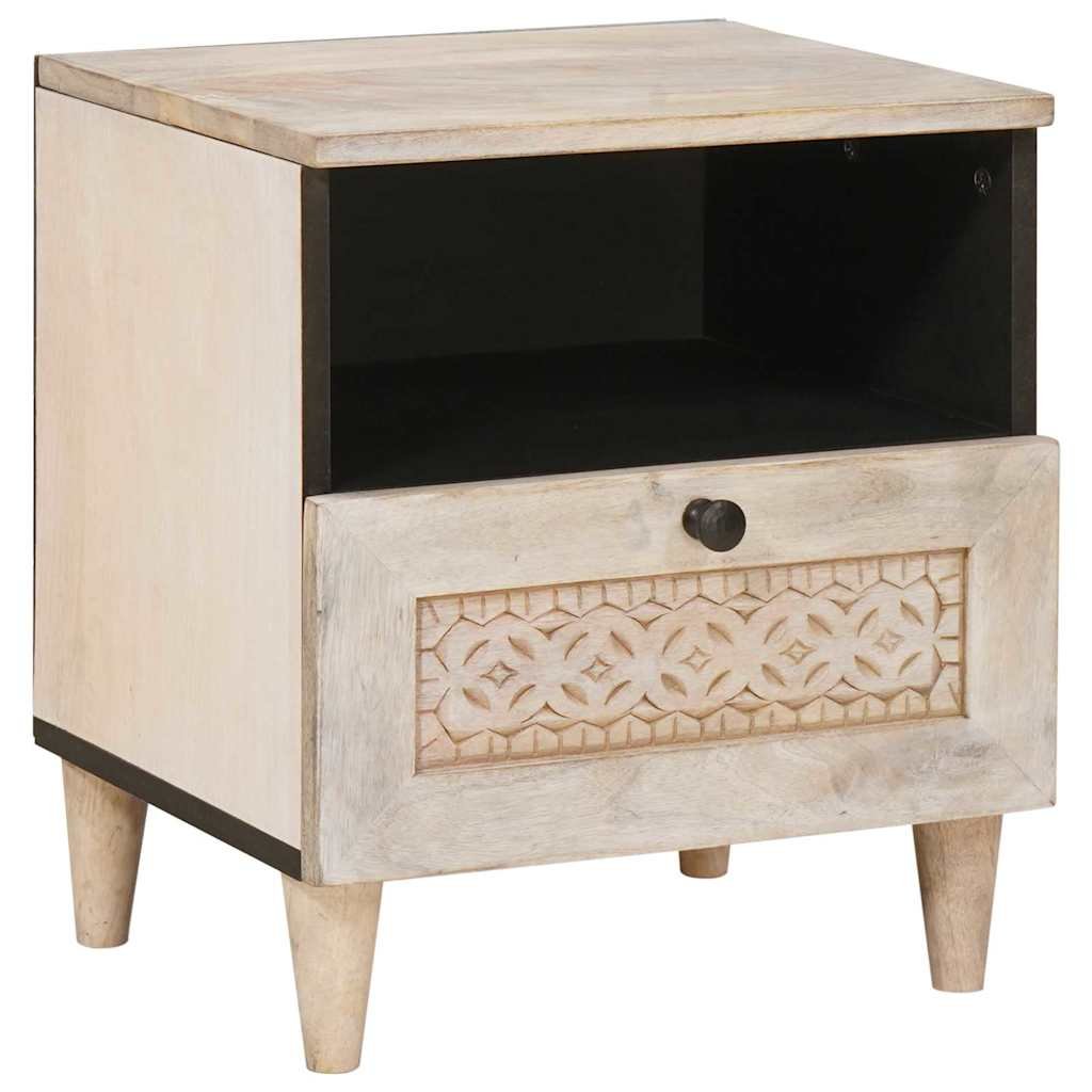Walplus 1 Drawer Wood Bedside Cabinet 1 Shelf - White - 40 x 33 x 46 cm