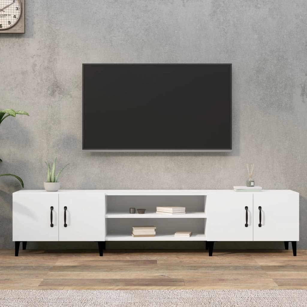 Walplus Engineered Wood 4 Doors TV Cabinet - White - 180 x 31.5 x 40 cm