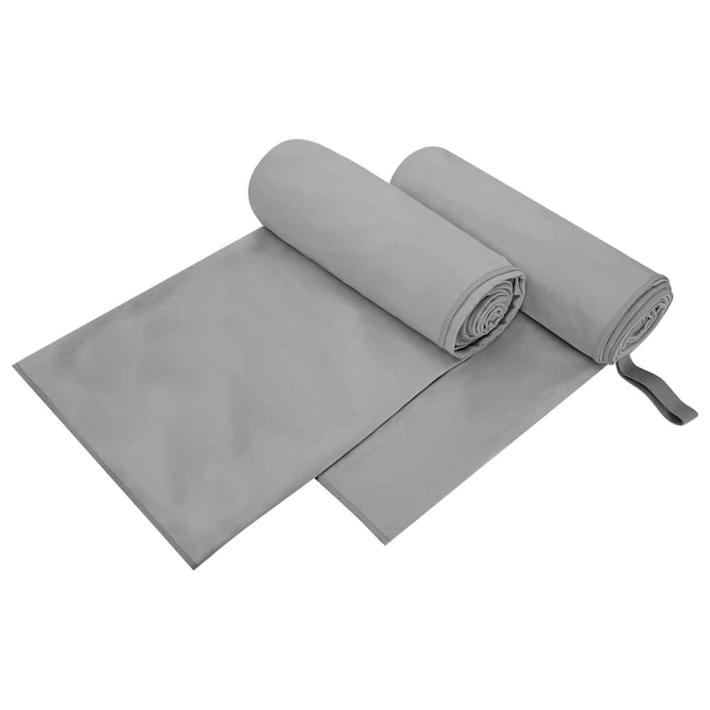 Walplus Pack of 2 Polyester Sports Towels - Dark Grey - 100 x 200 cm