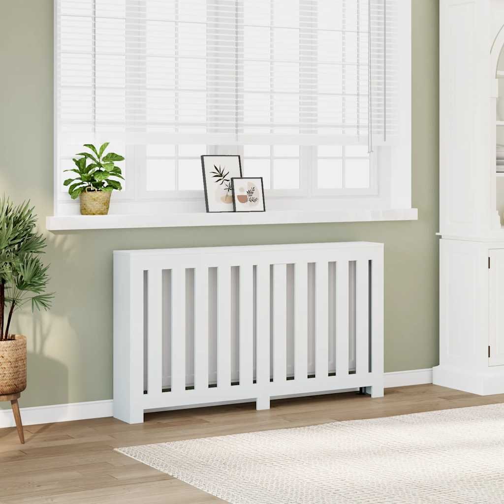 Walplus Vertical Slats Engineered Wood Radiator Cover - White - 149 x 20 x 82 cm