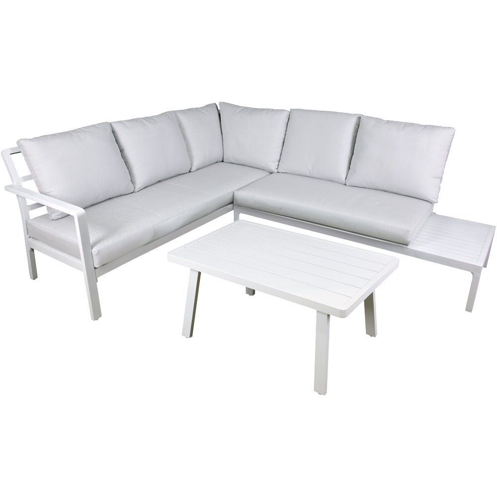 Loops Direct 5 Seater Aluminium Garden Sofa Set - White & Grey