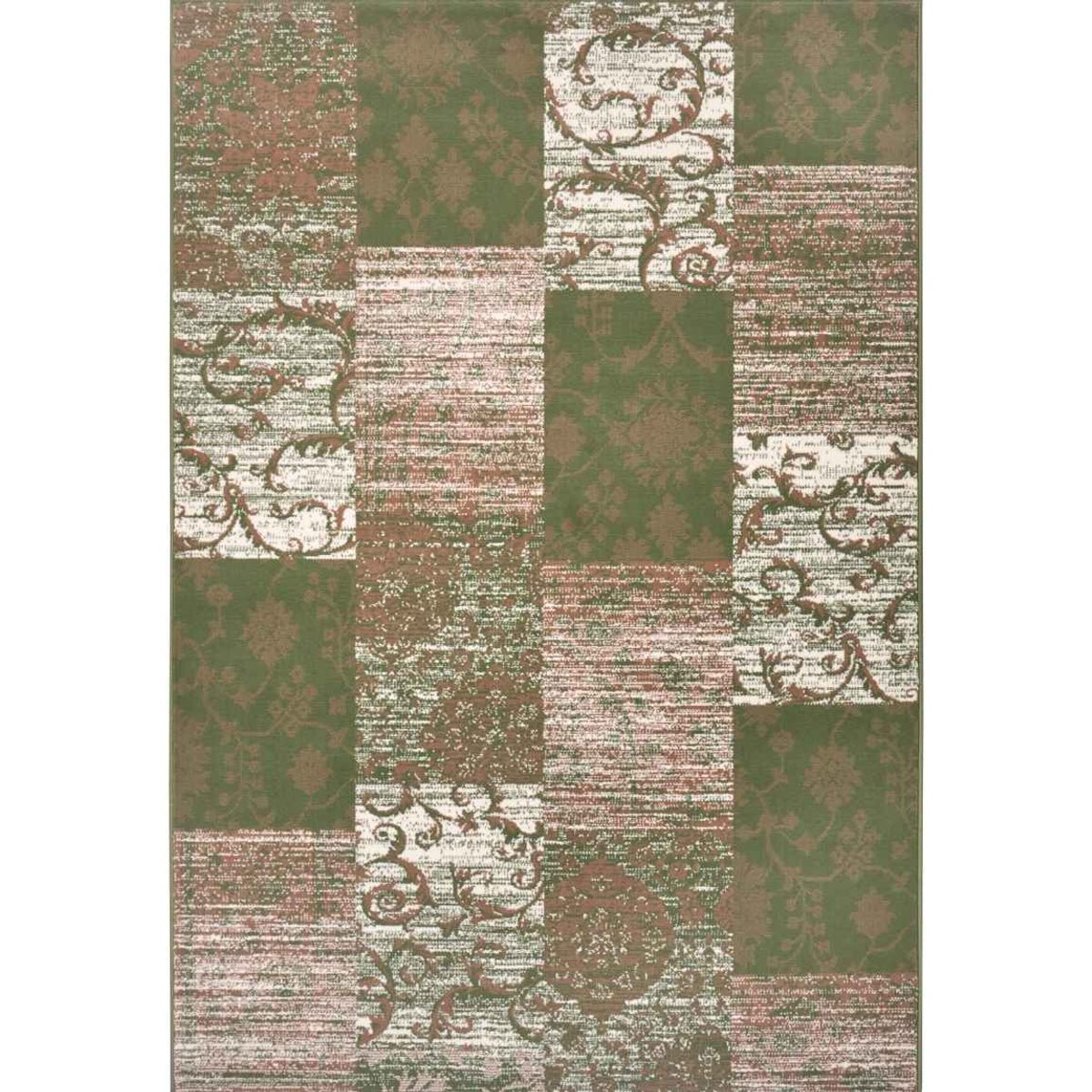 Hanse Home Green Designer Velours Bloques Patchwork Modern Rug - 80 x 150cm