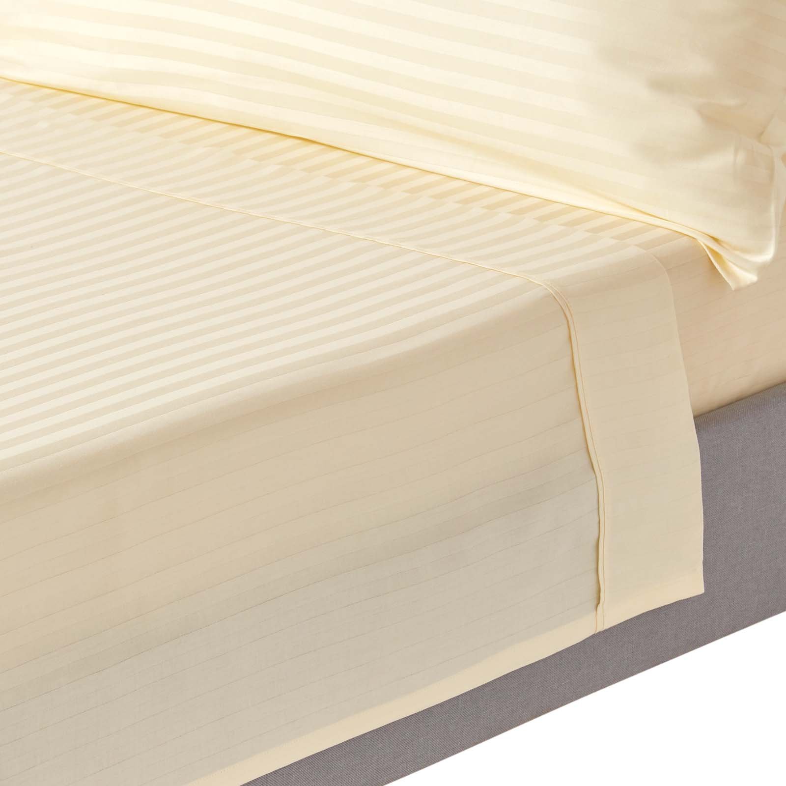 Homesapes Egyptian Cotton Yellow Satin Stripe Flat Sheet - King Size