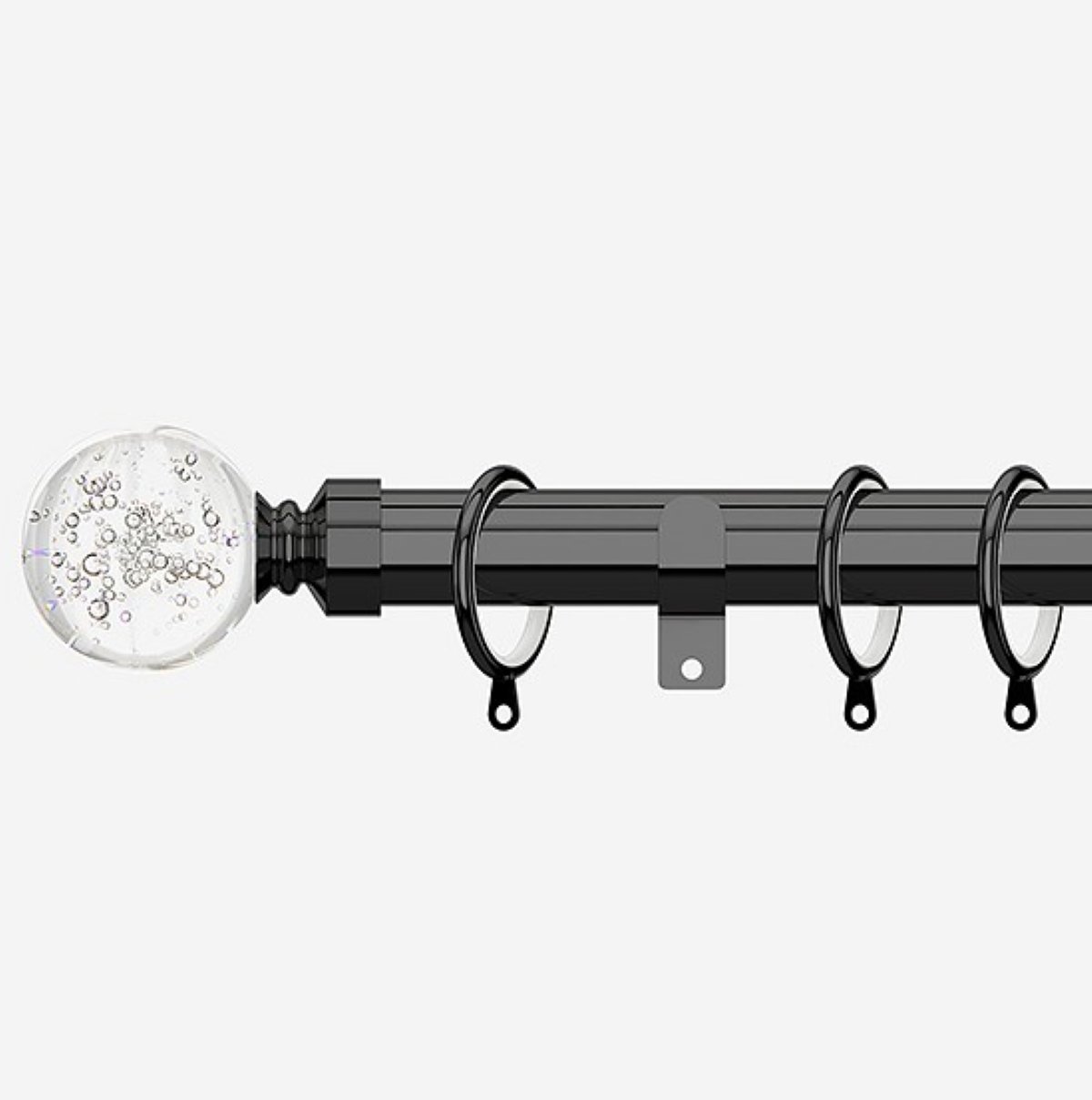 New Edge Blinds Black Nickel 28mm Bubbles Fixed Metal Curtain Pole - 370cm