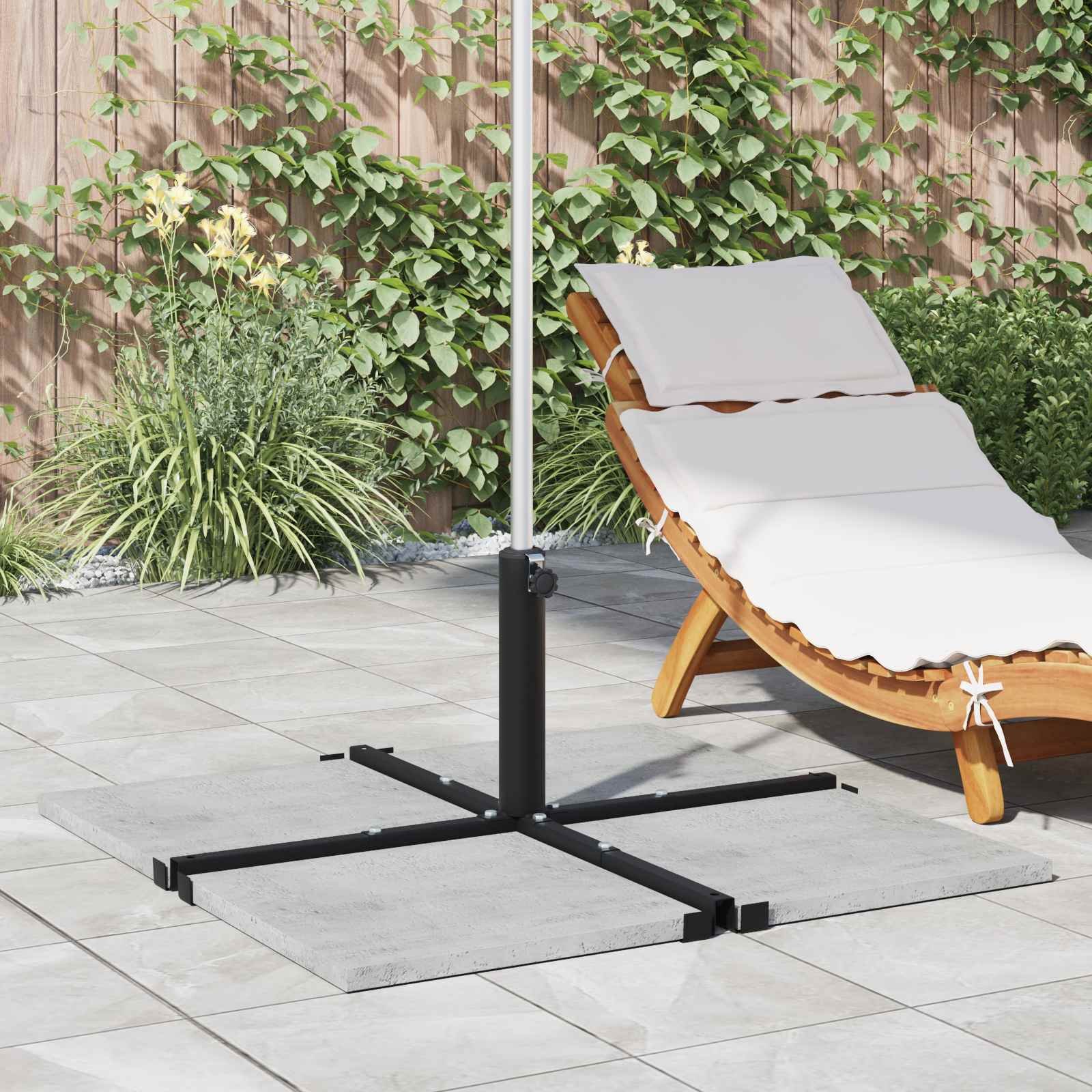 Walplus Parasol Base Cross Frame for 25– Pole - Black - 105 x 105 x 34.5 cm