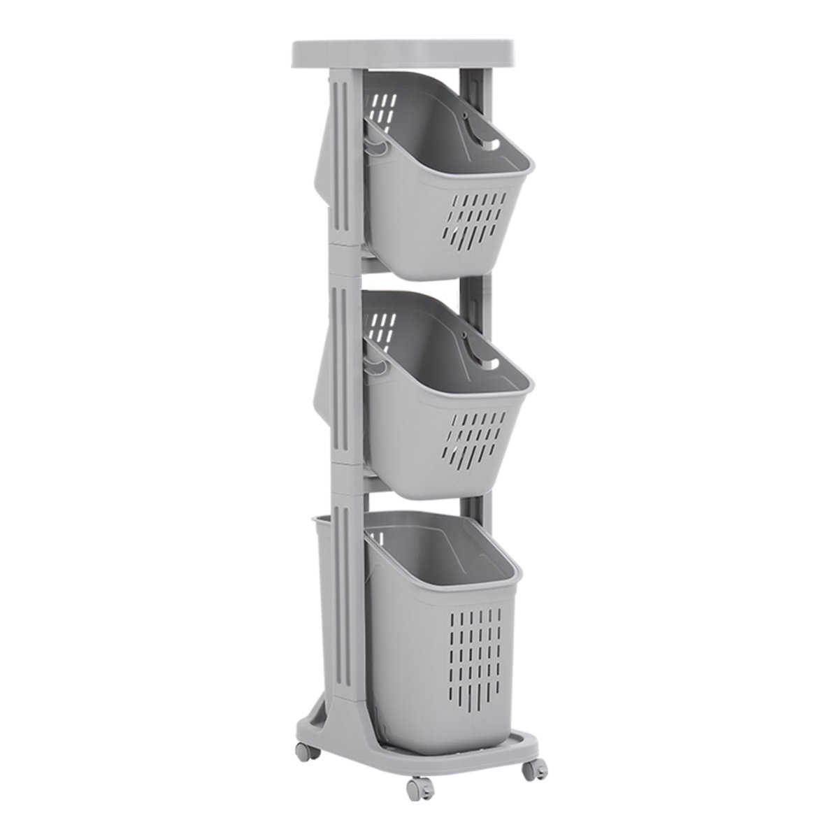 Living and Home 4 Tier Laundry Basket Storage Rack - Grey