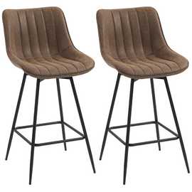 HOMCOM Set of 2 Swivel Height Adjustable Bar Stools - Brown