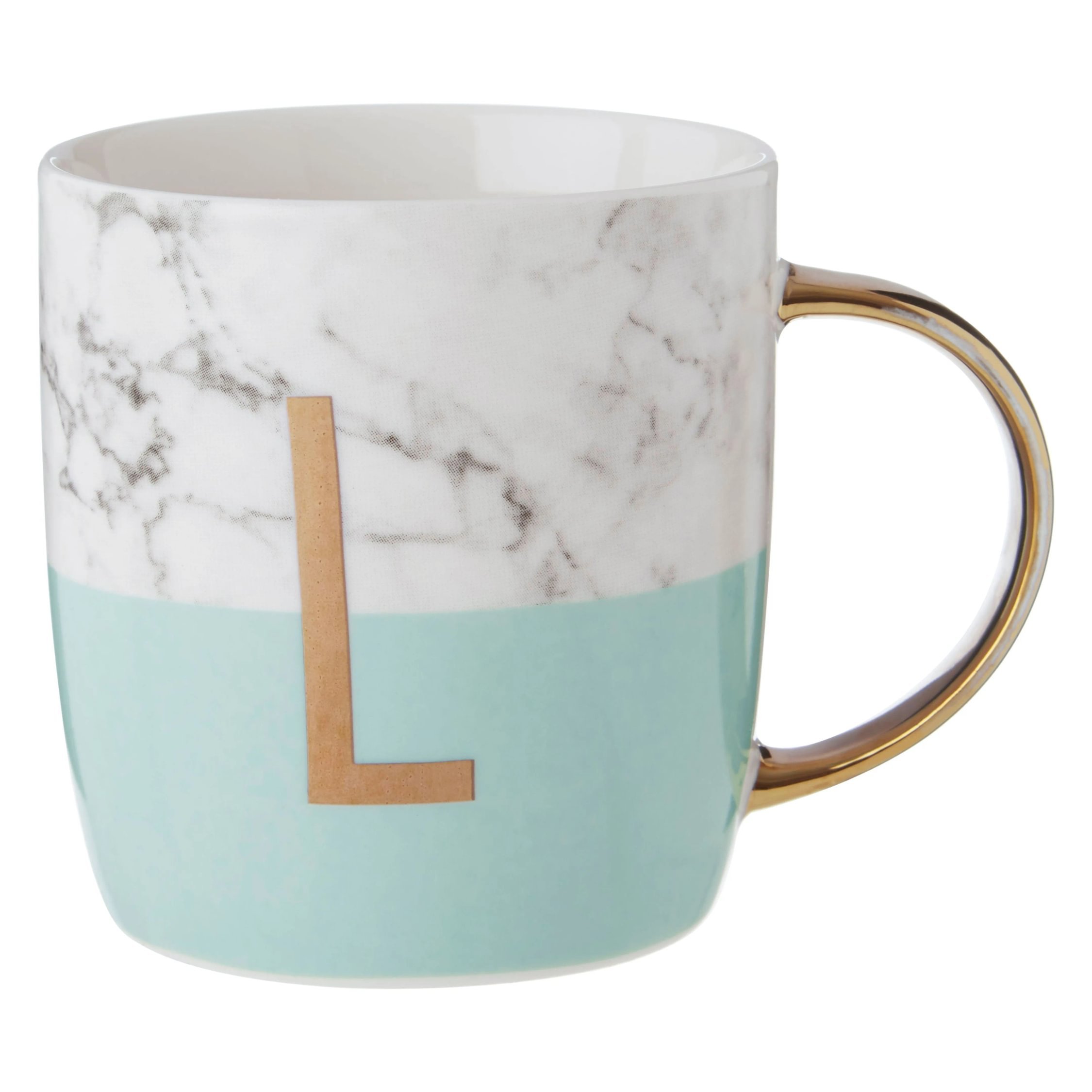 Orsina Frosted Deco L Marble Effect Monogram Mug – Green