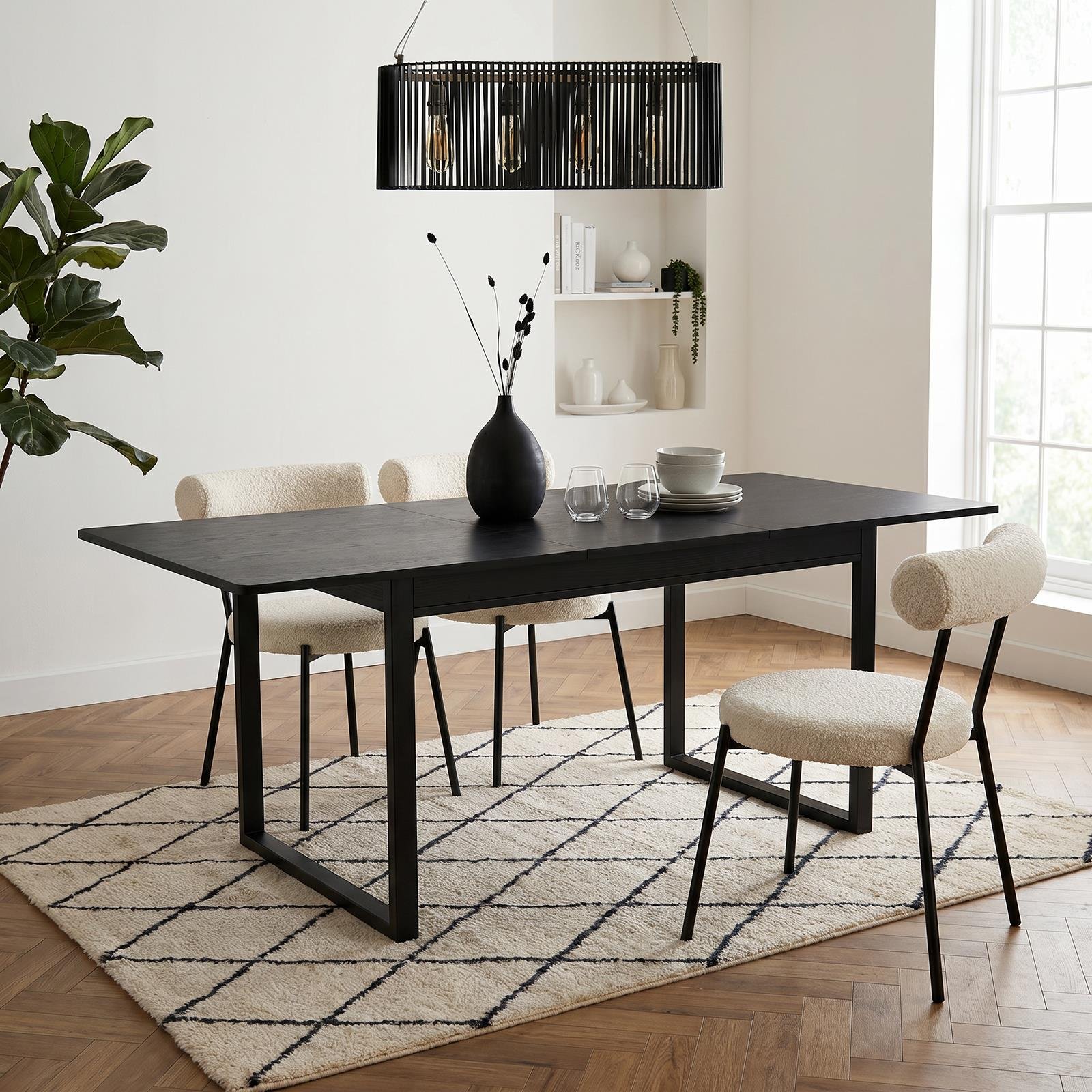 OHS Chevron 4-6 Seater Extendable Dining Table - Black