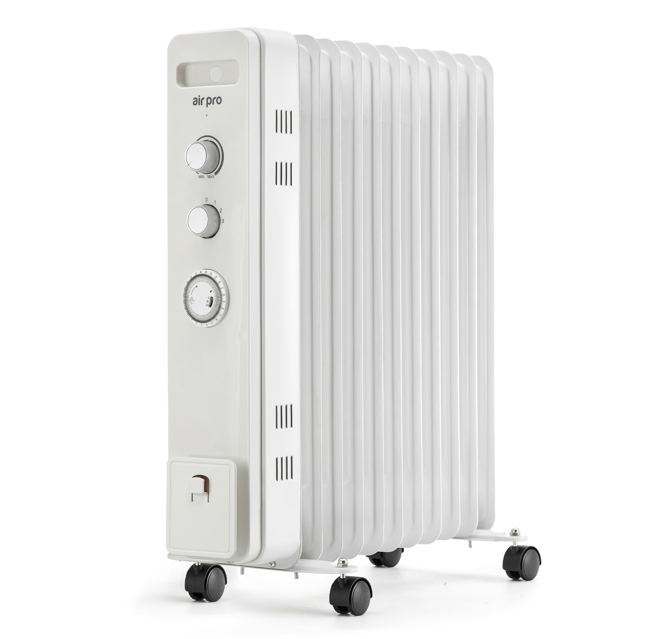 Air Pro Oil Filled 11 Fin Portable Electric Radiator Heater 2500W - White