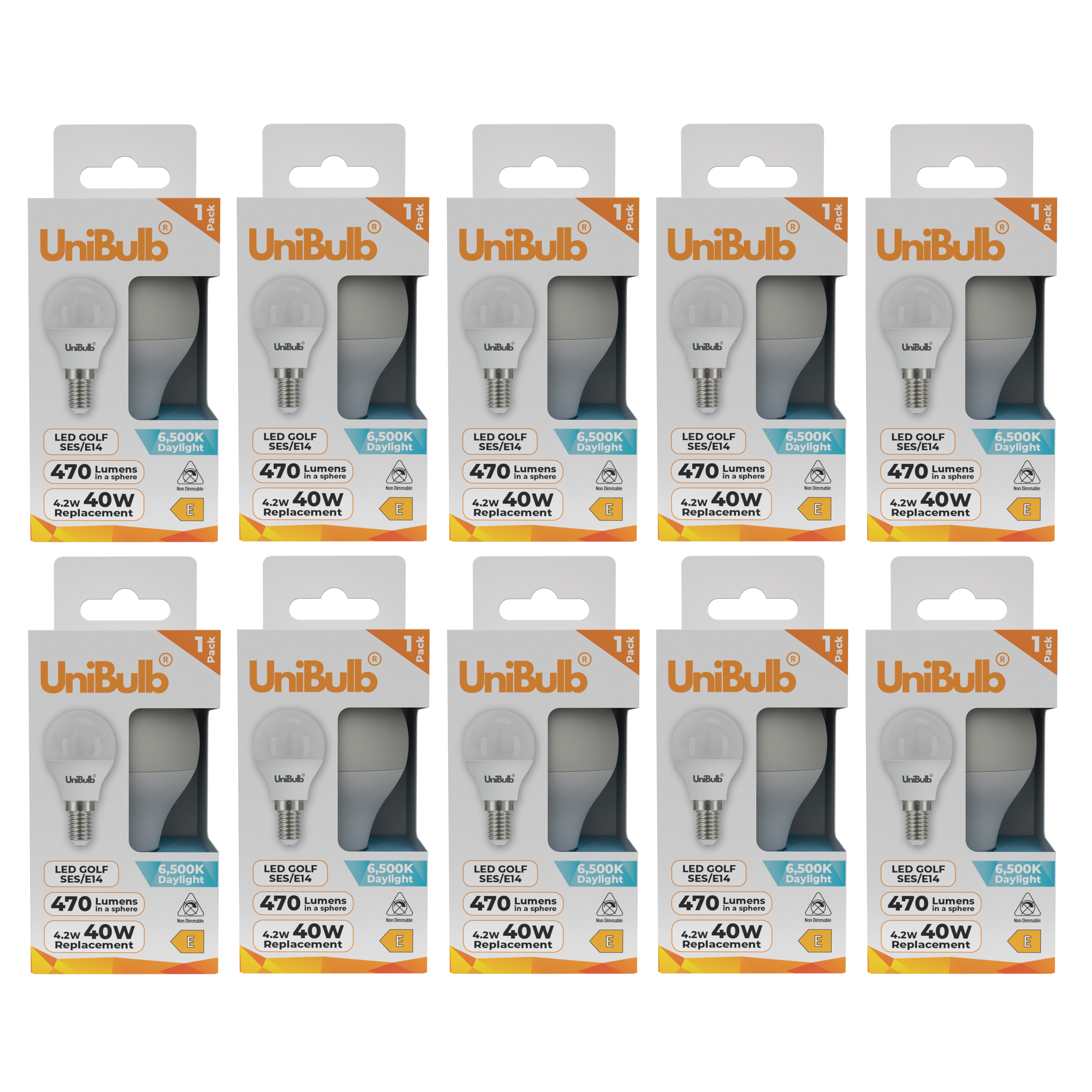 UniBulb 4.2W LED Daylight Golf Ball E14 Light Bulb - Pack of 10