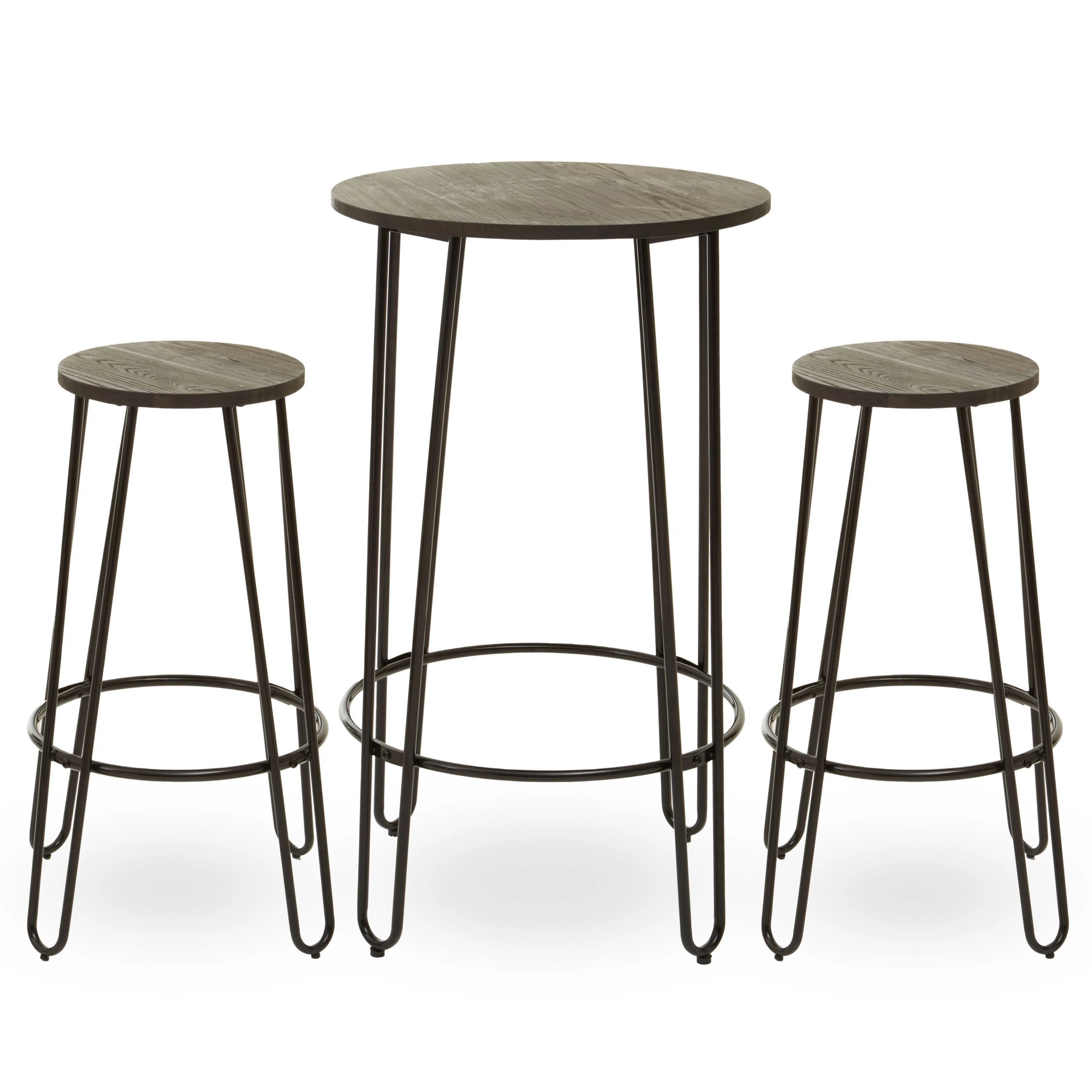 Orsina District 3 Piece Bar Table and Stool Set – Natural and Black