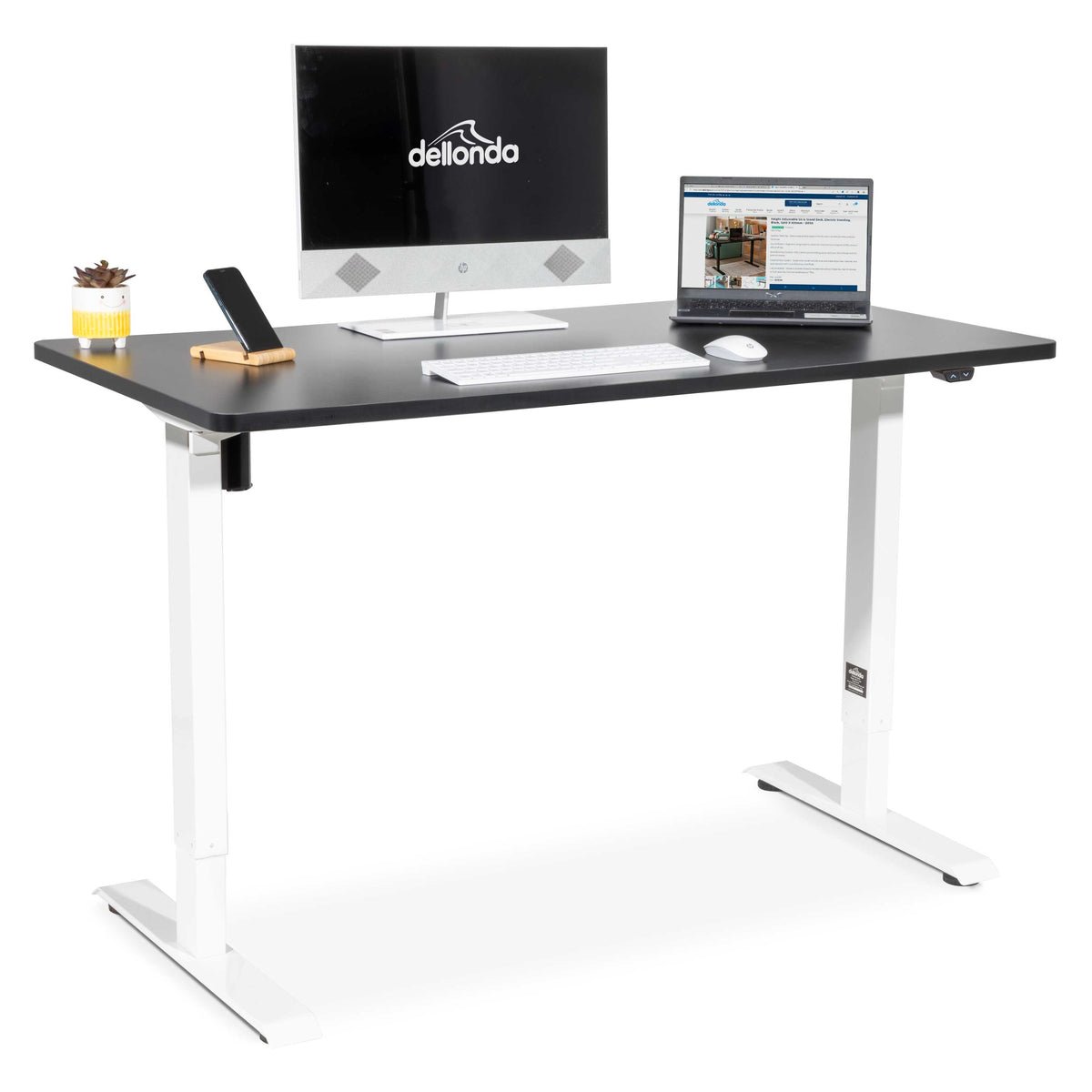 Dellonda Single-Motor Height-Adjustable Electric Desk - Black