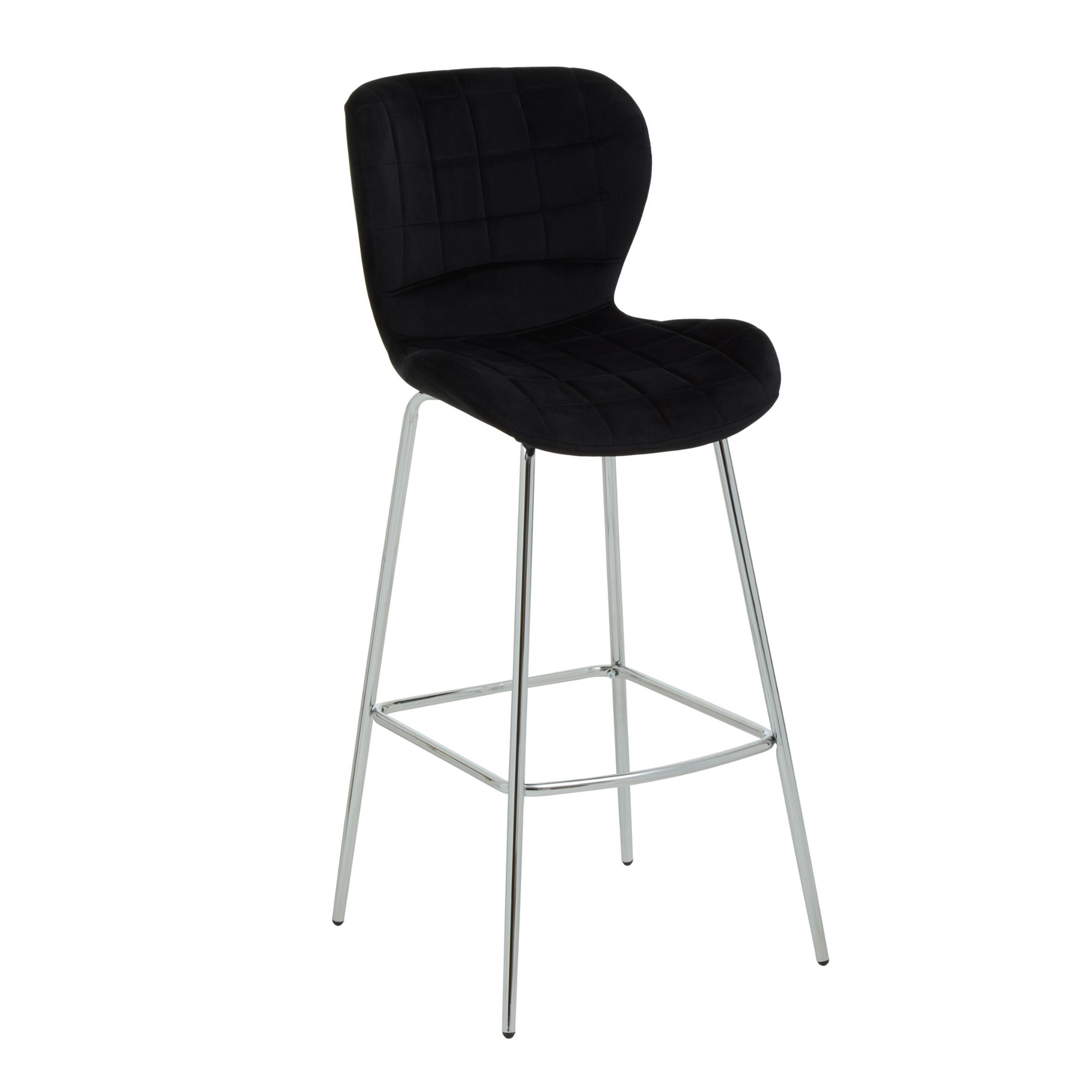 Orsina Warton Velvet Bar Chair – Black & Silver