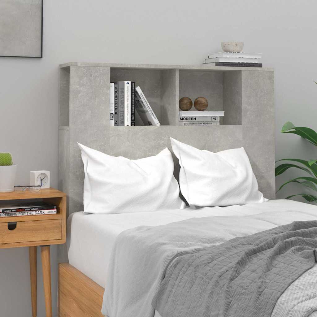 Walplus Wood Headboard Cabinet - Granite Grey - 100 x 18.5 x 102.5 cm