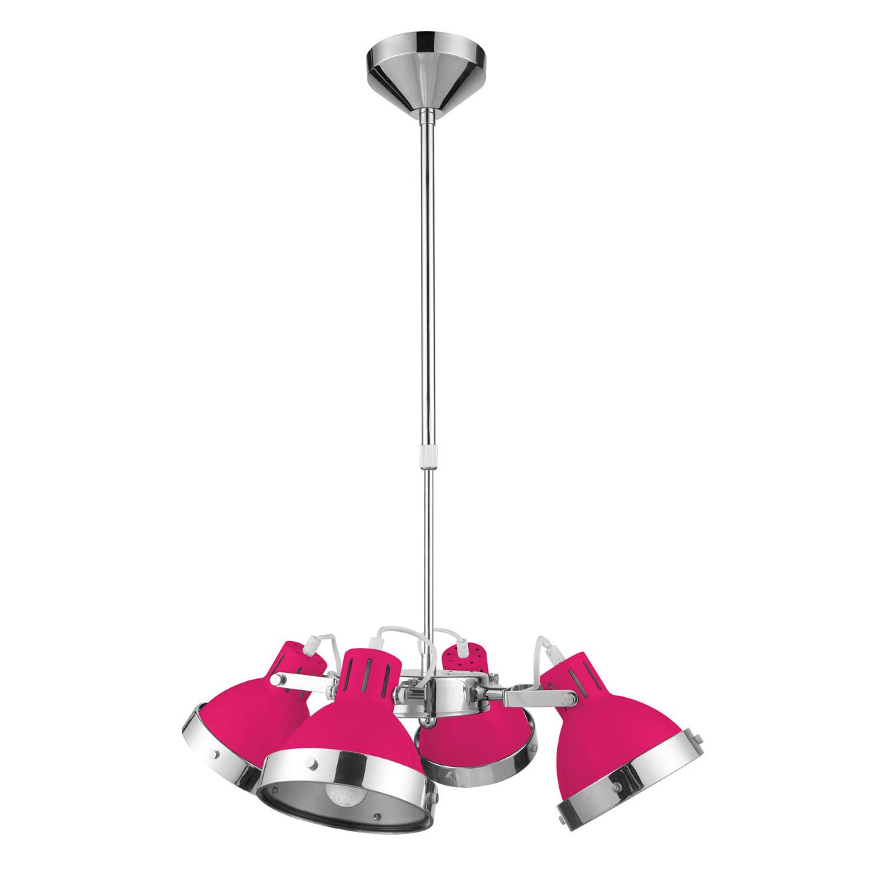 Orsina Jasper 4 Shade Pendant Light - Hot Pink And Chrome