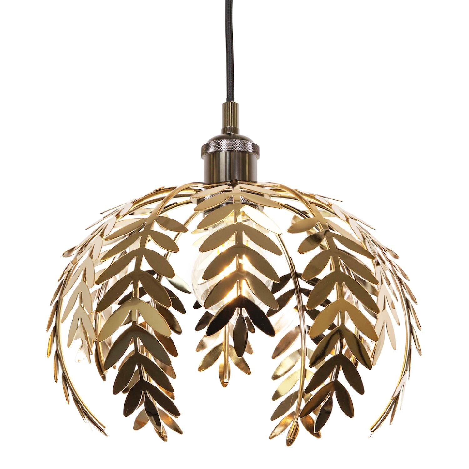 Happy Homewares Gold Fern Leaf in Shiny Pendant Shade - 28cm
