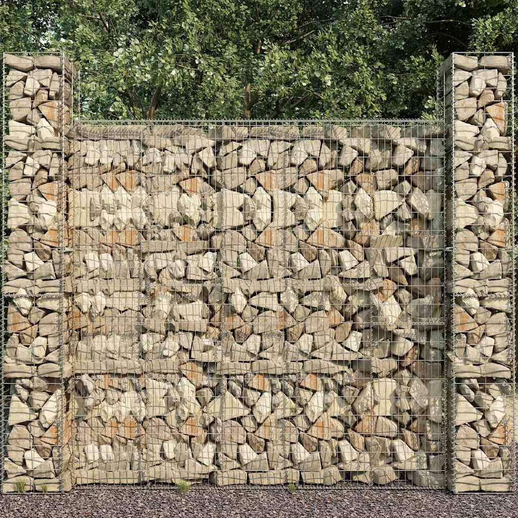 Walplus Galvanised Steel Gabion Wall with Cover - Silver - 600 x 50 x 200 cm