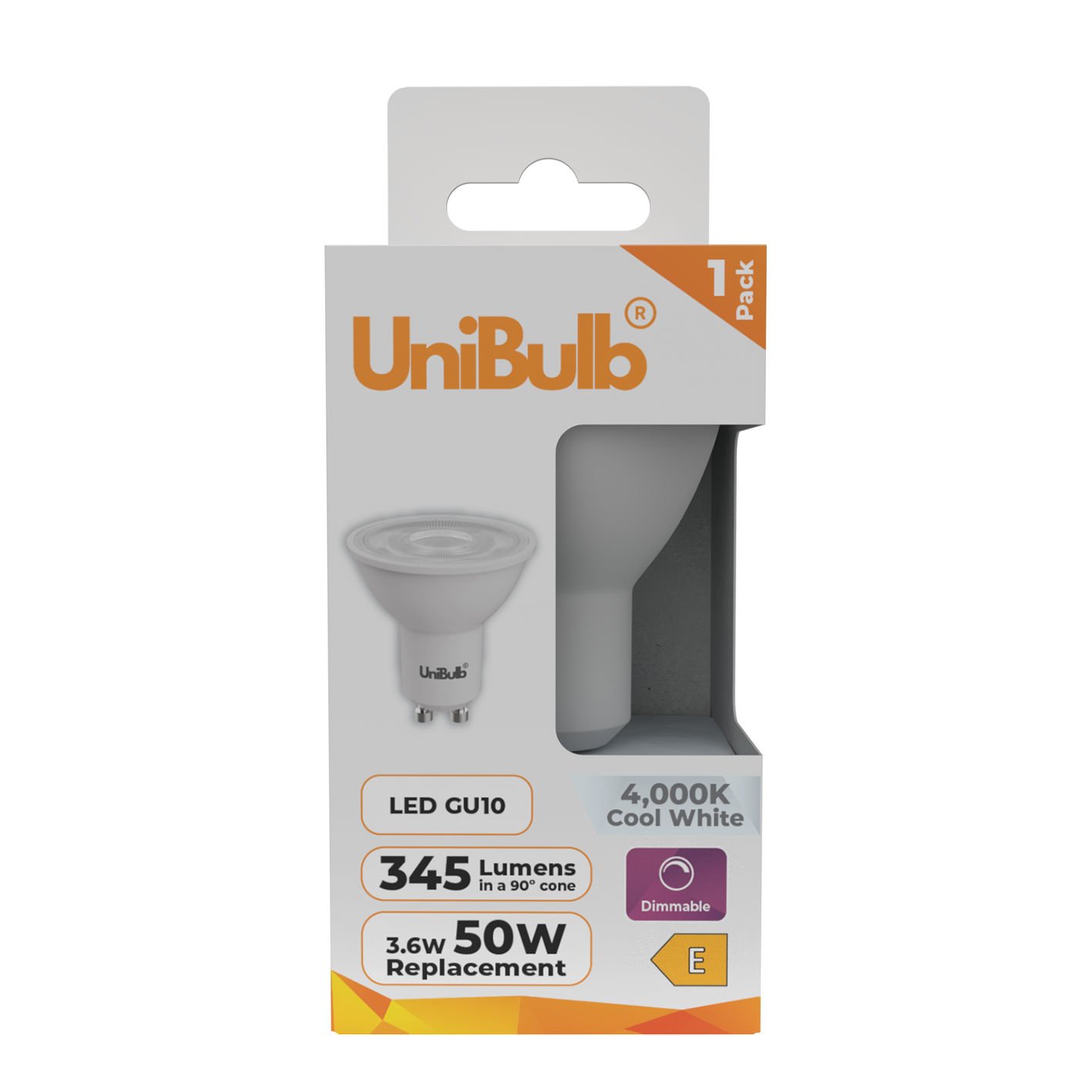 UniBulb 3.6W LED Cool White Dimmable Spotlight GU10 Light Bulb